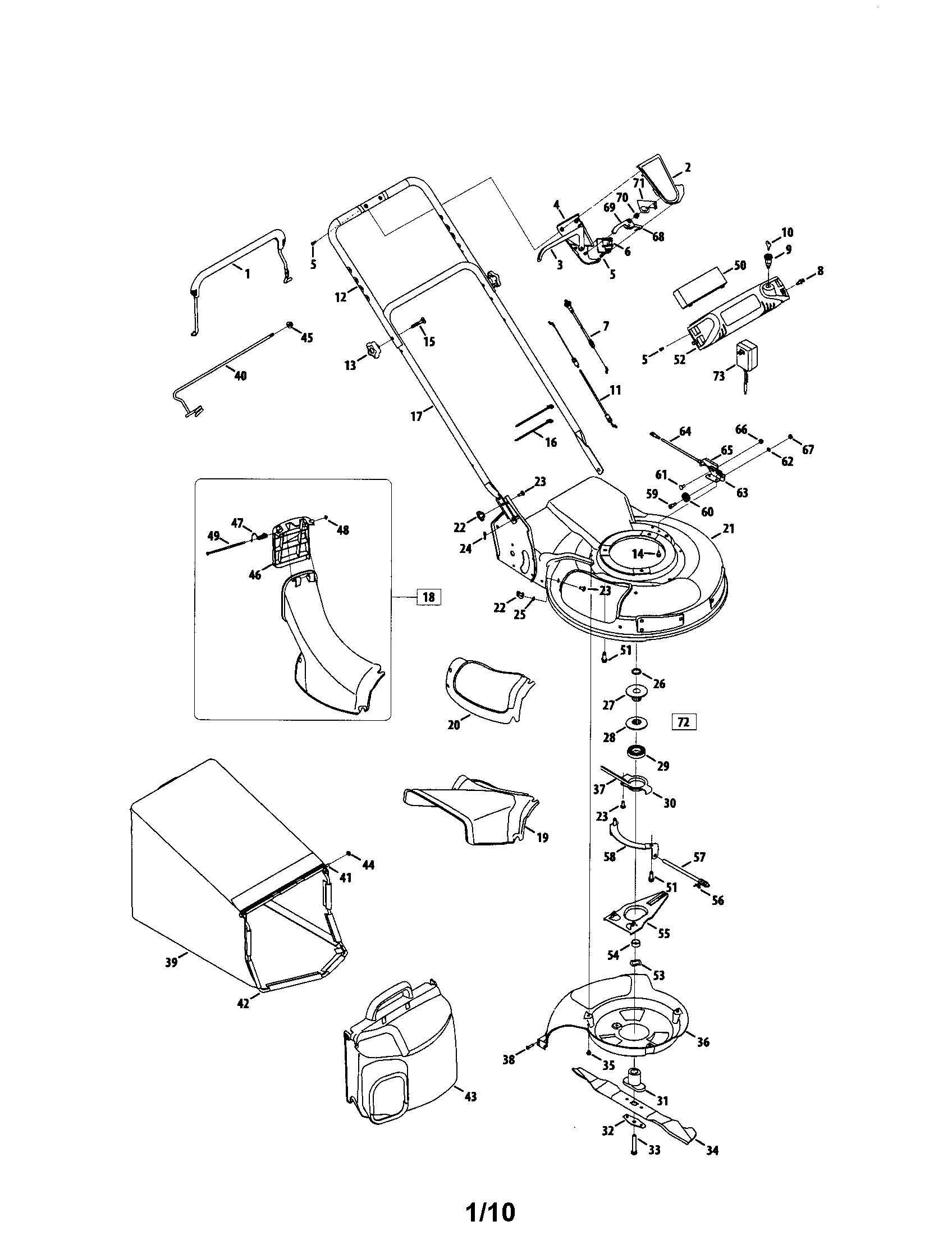 Handle/housing/grass catcher