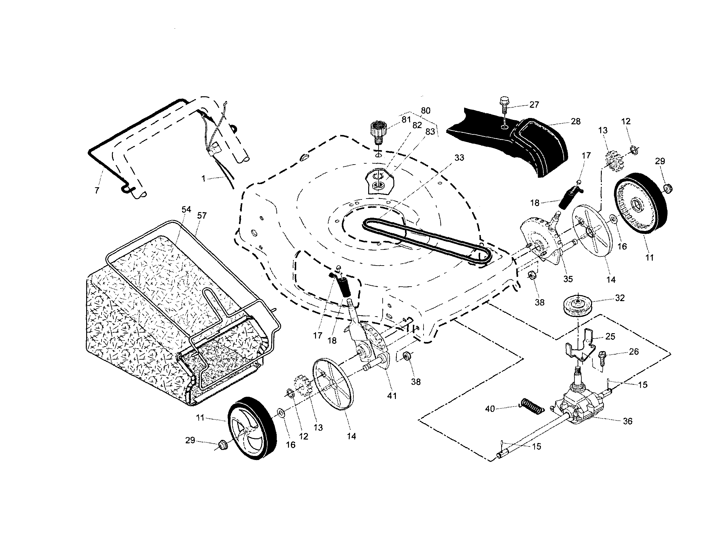 Drive control/gear case/wheels
