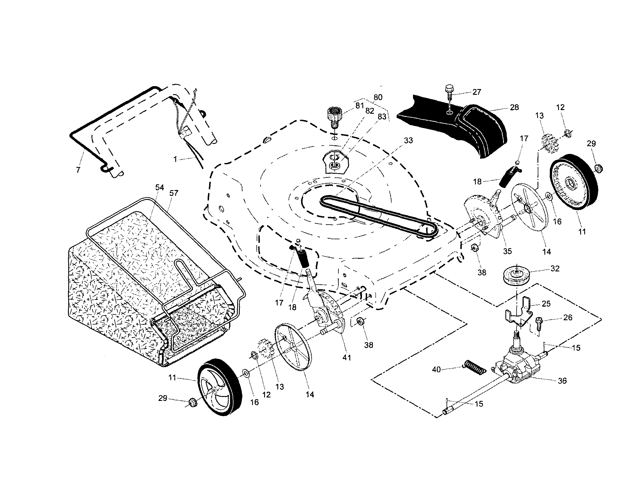 Drive control/gear case/wheels