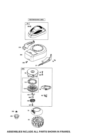 Rewind starter/blower housing