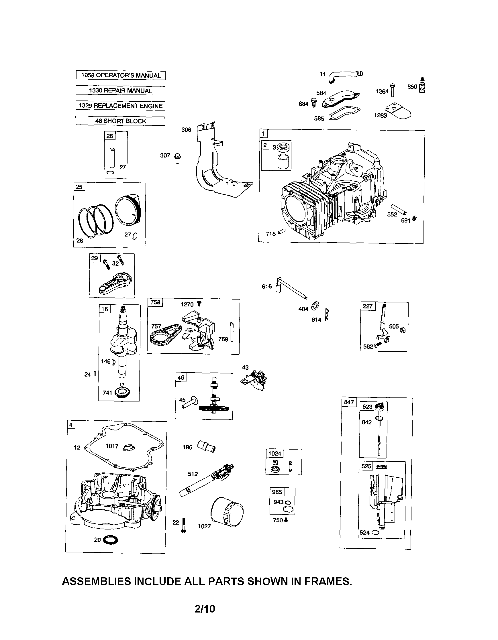 Cylinder/crankshaft/sump