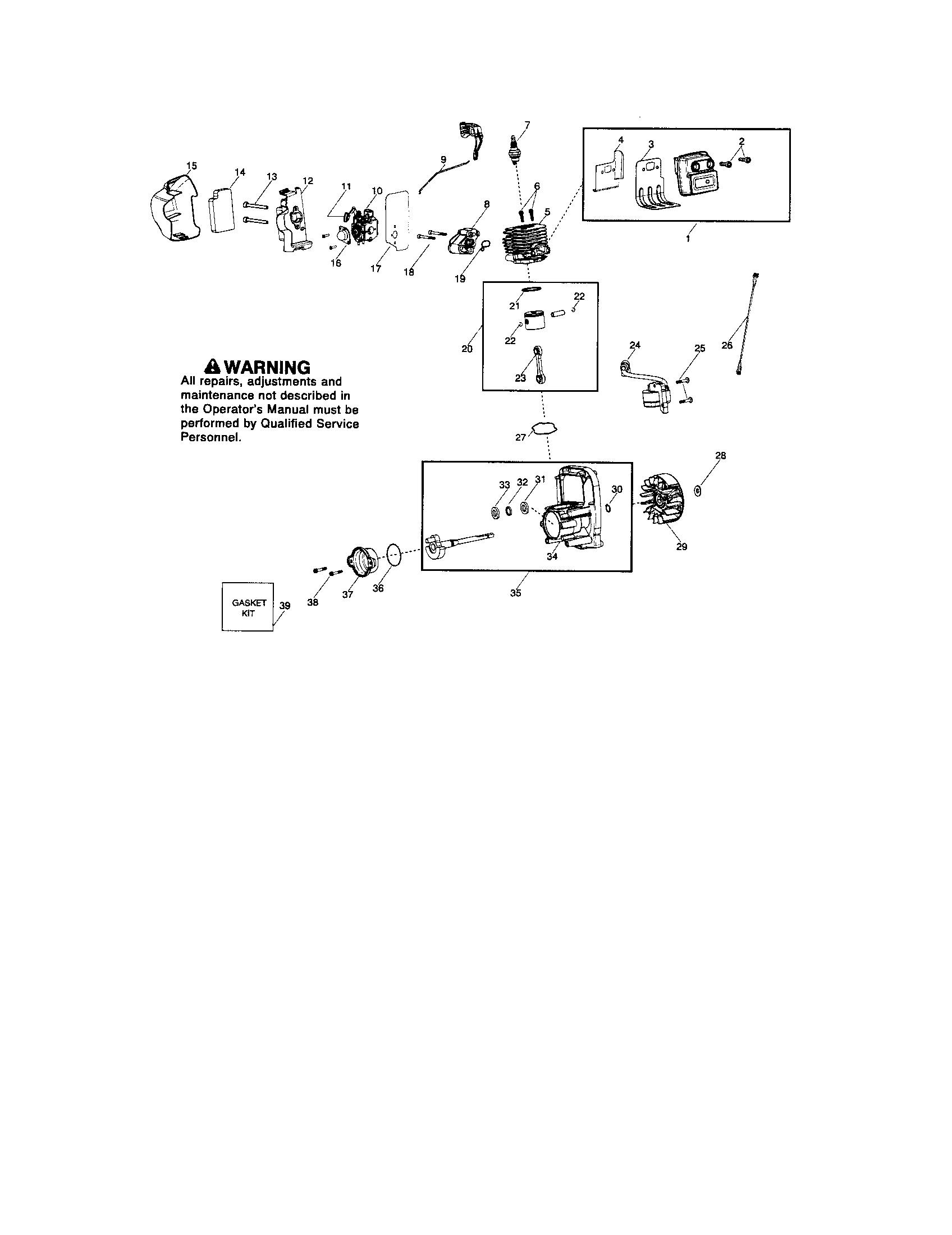 Muffler/crankcase/crankshaft