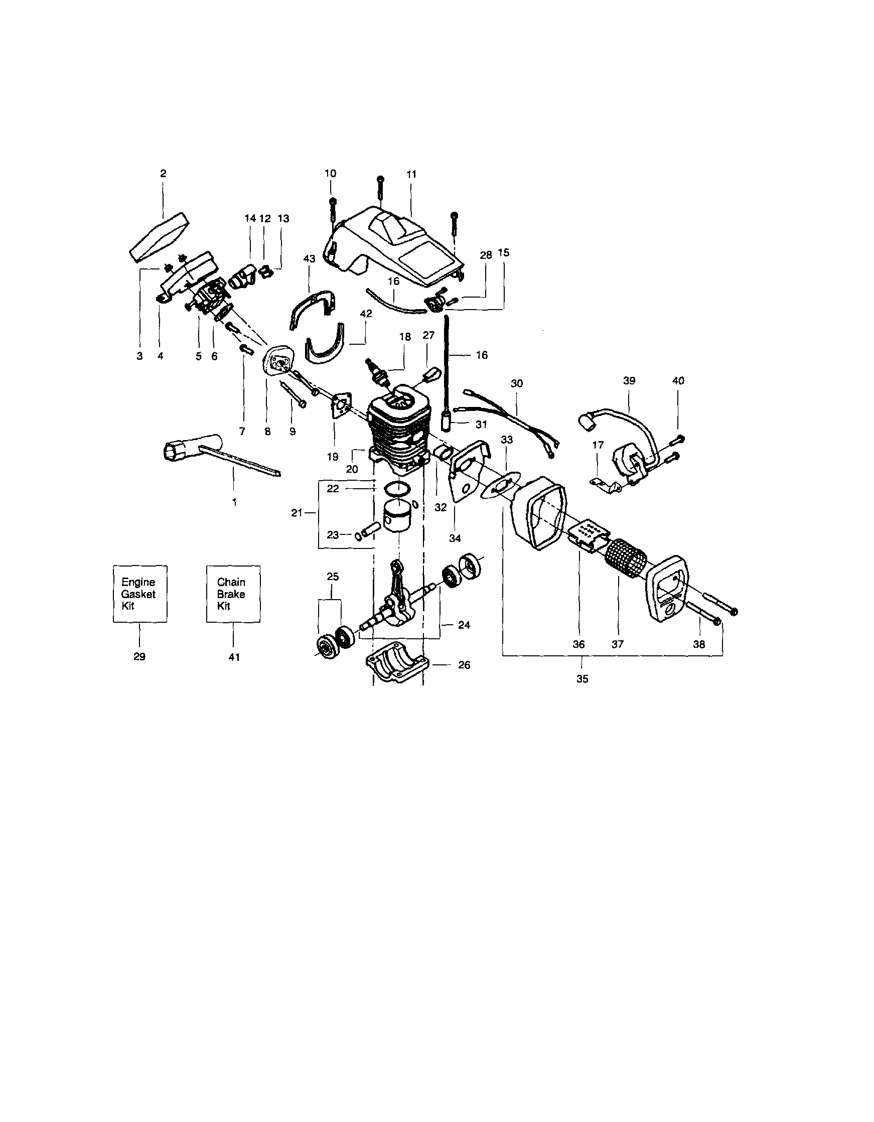 Cylinder/crankshaft/shield
