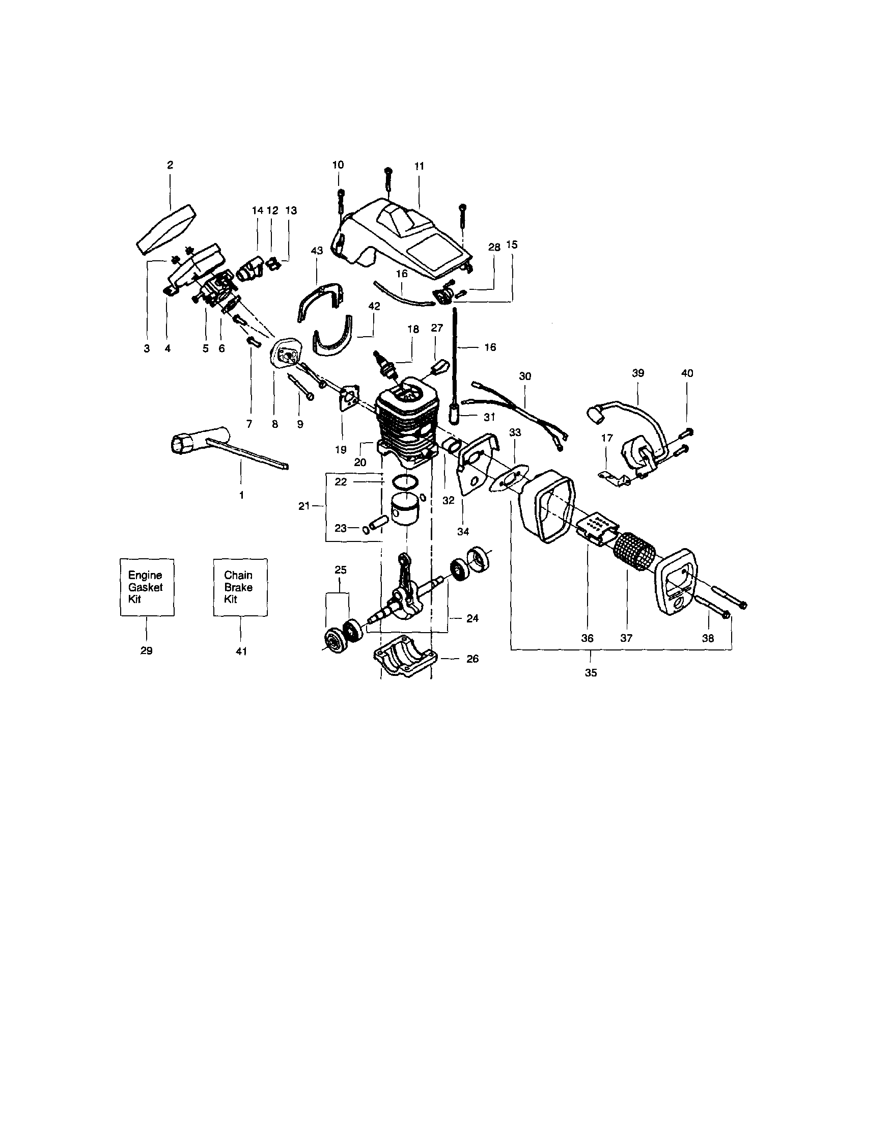 Cylinder/shield/crankshaft