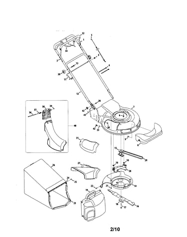 Handle/chute/grass bag