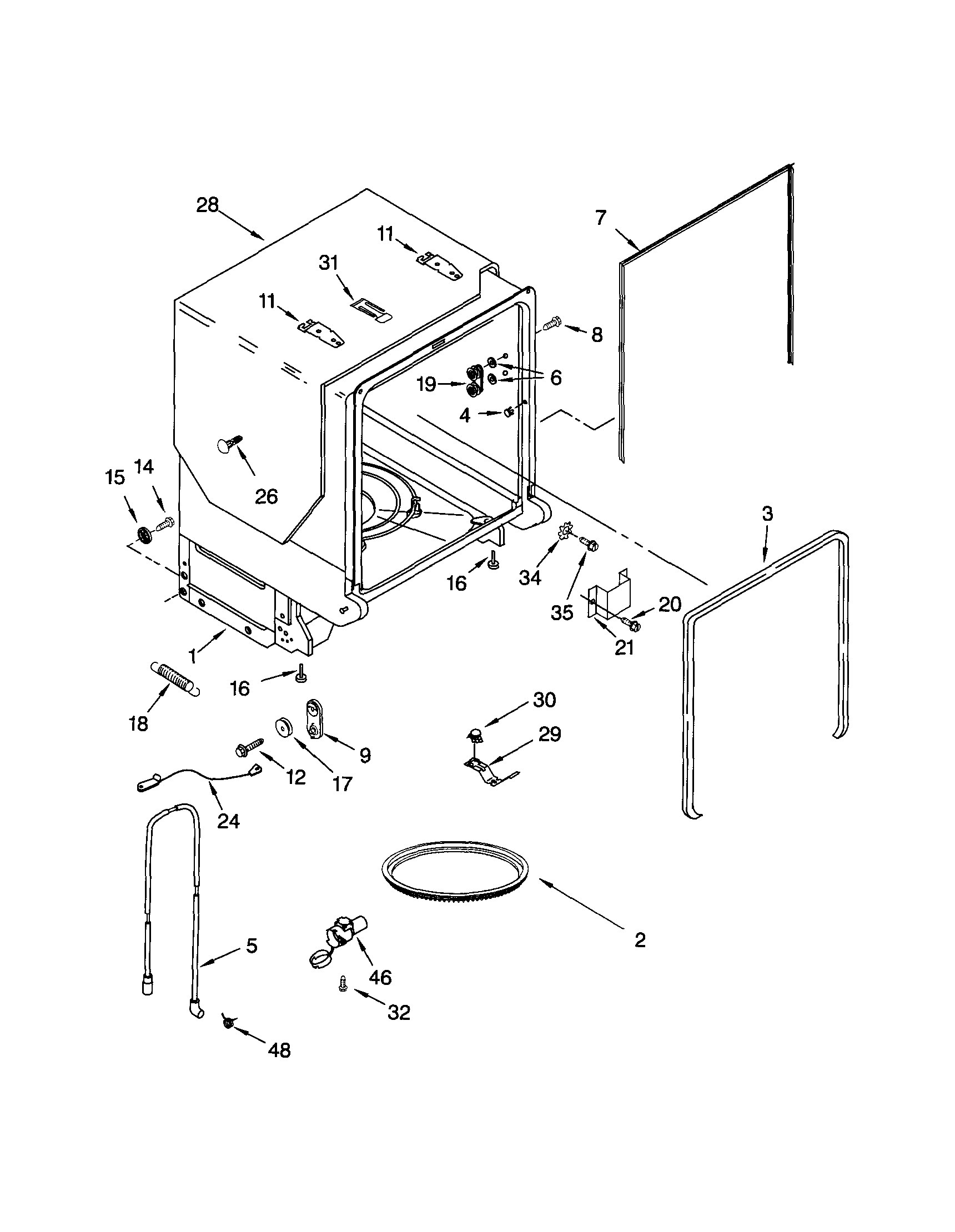 Tub and frame