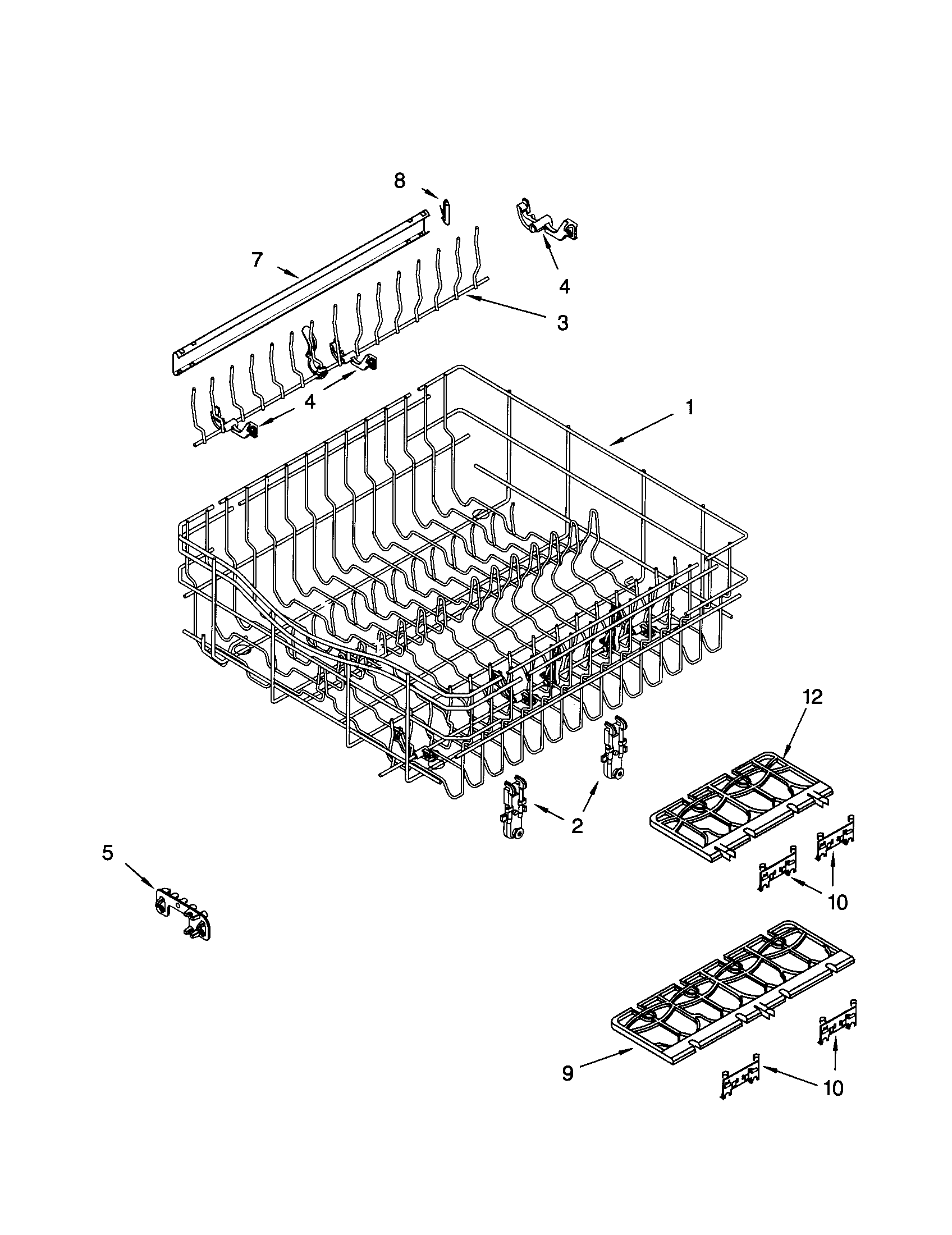 Upper rack and track
