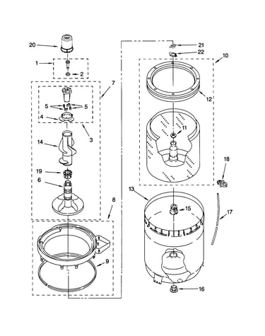 Agitator/basket/tub