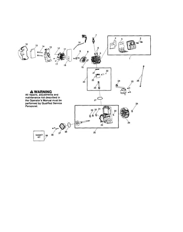 Muffler/crankshaft/crankcase