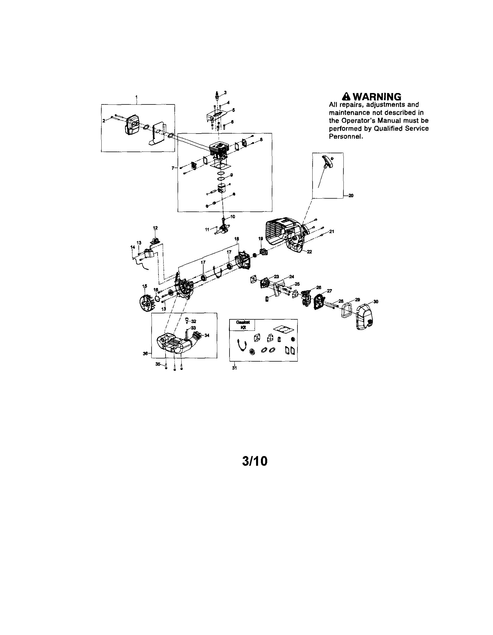 Muffler/fuel tank/cylinder