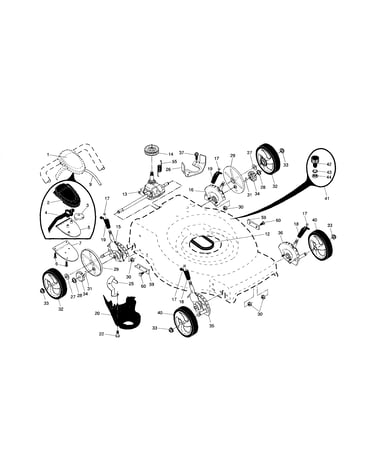 Drive control/gear case/wheels