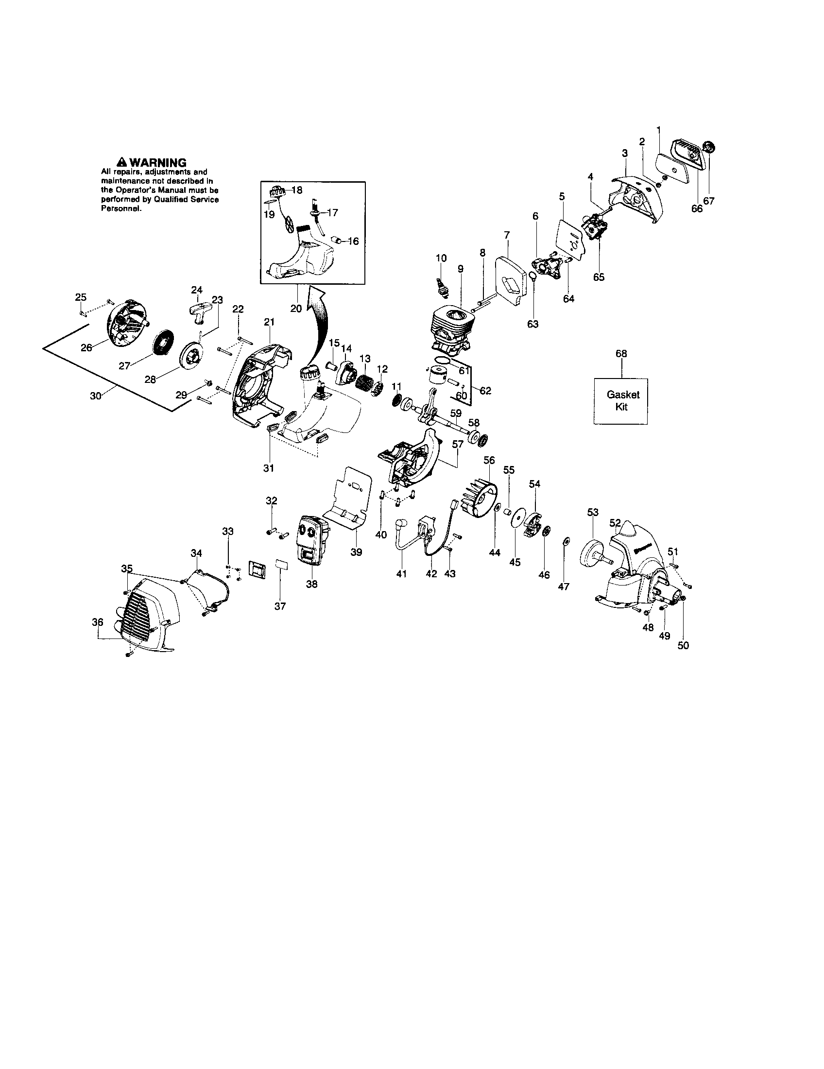 Cylinder/fuel tank/starter