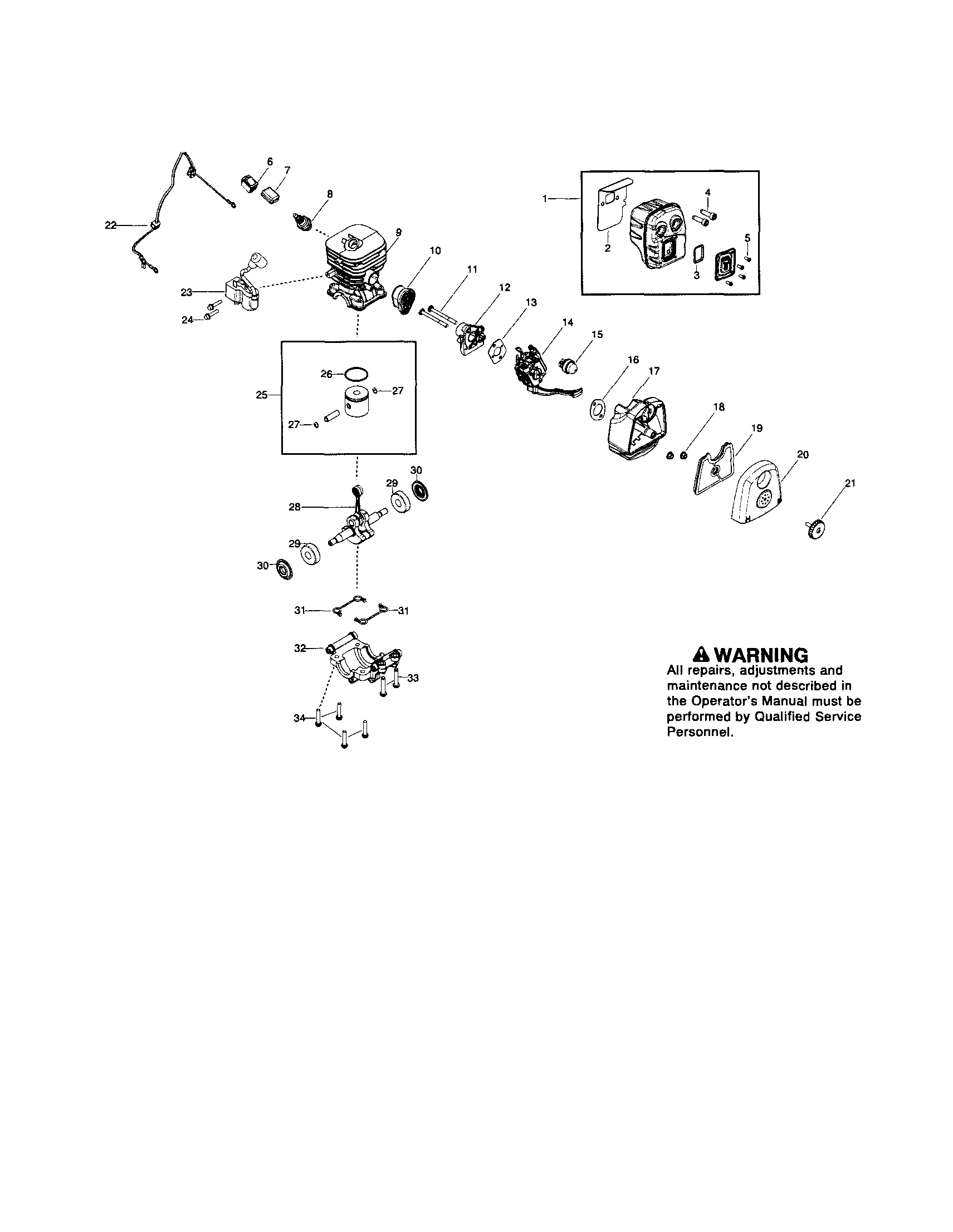 Cylinder/muffler/piston