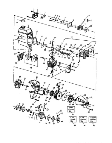 Cylinder/crankshaft/muffler