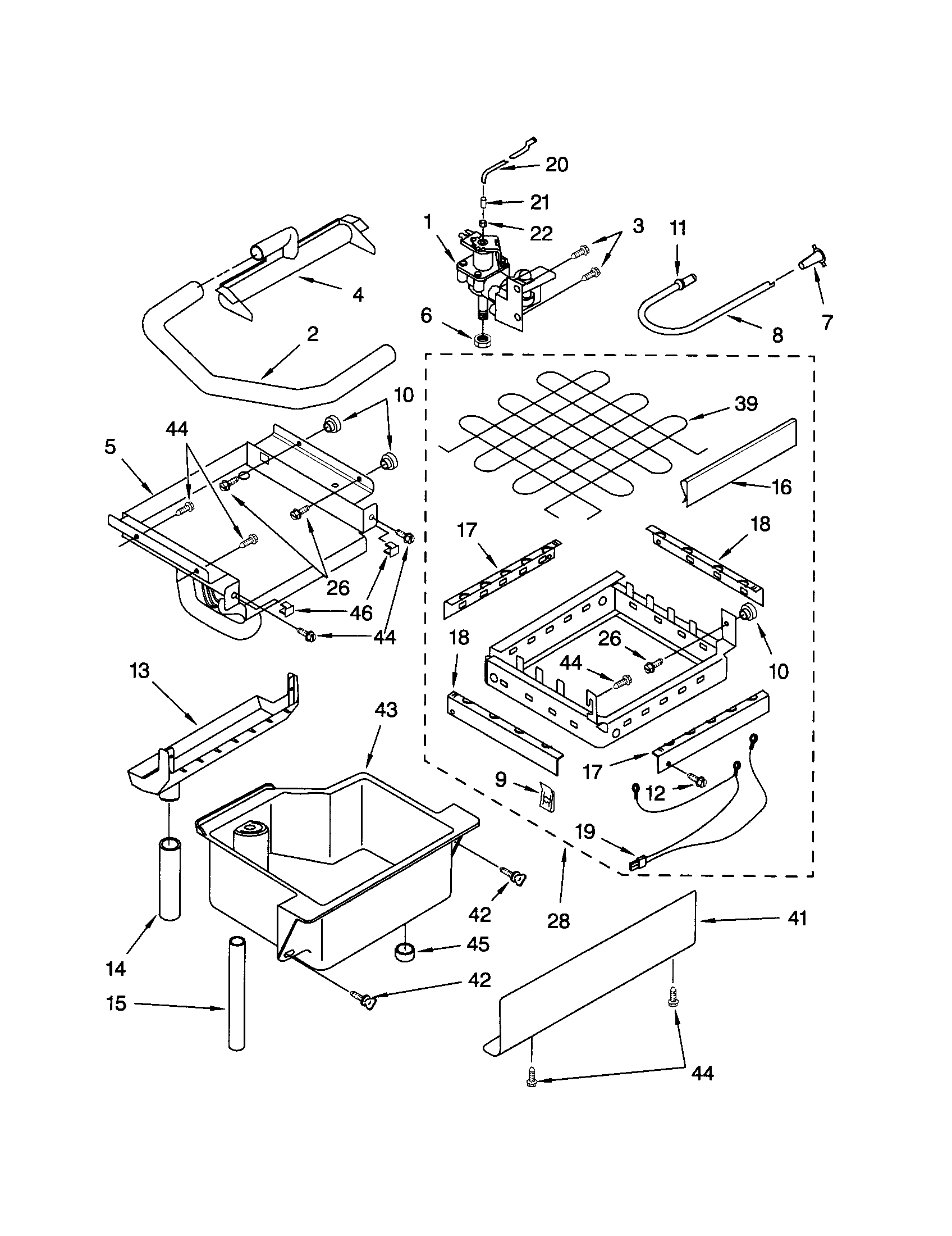 Evaporator/ice cutter grid/water