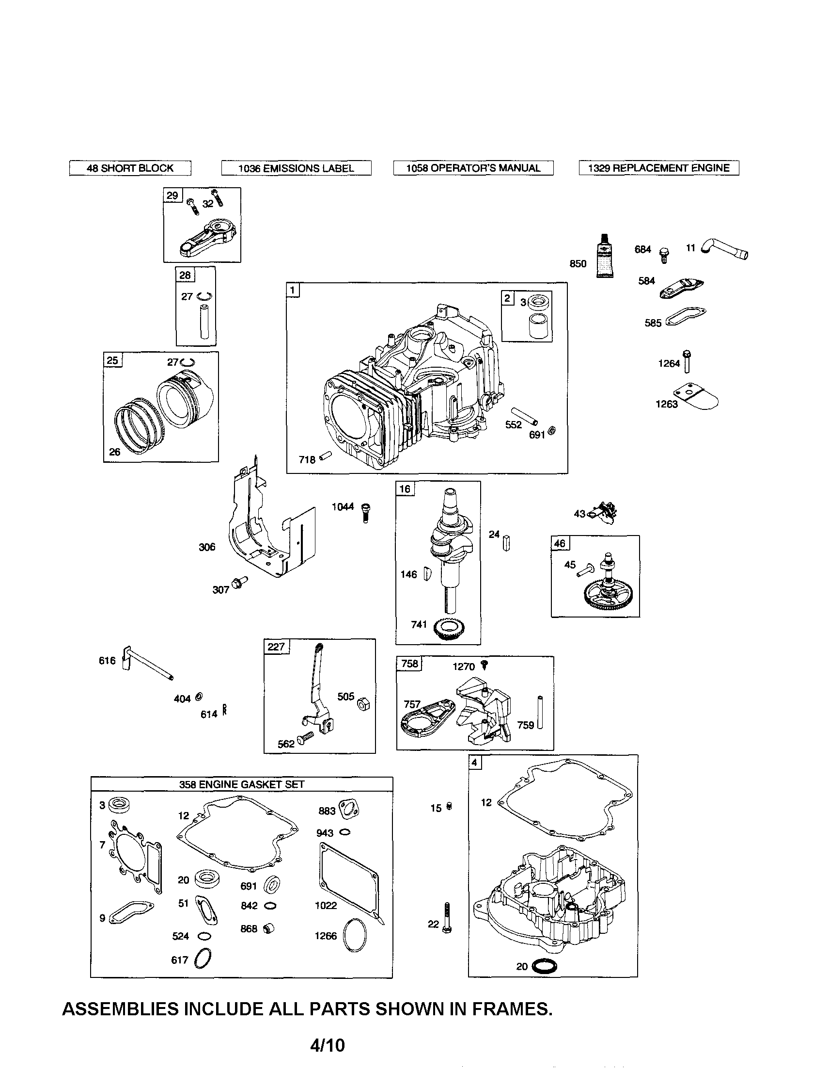 Cylinder/crankshaft/sump
