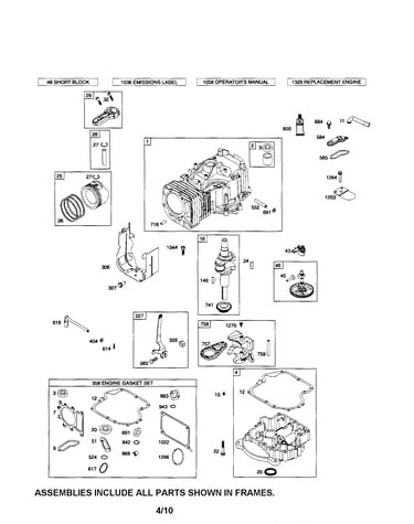Cylinder/crankshaft/sump