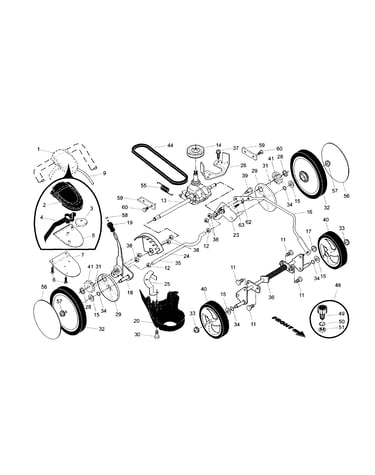 Drive control/gear case/wheels
