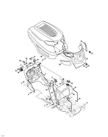 Fuel tank/k hood/dash