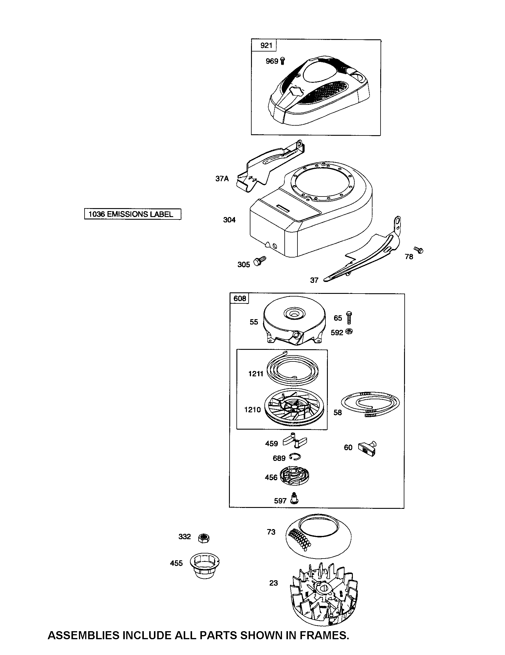 Rewind starter/blower housing