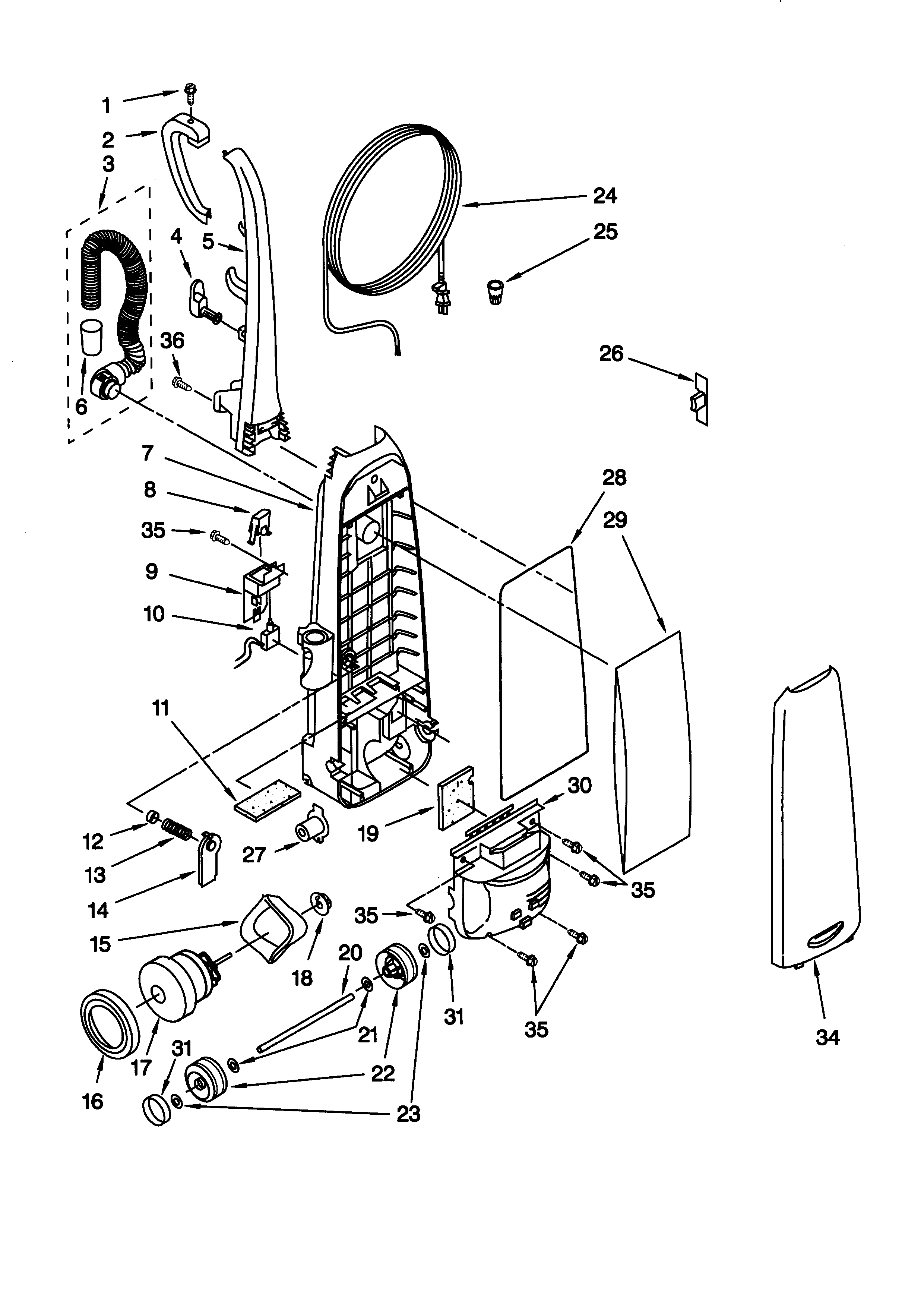 DUST COMPARTMENT AND MOTOR
