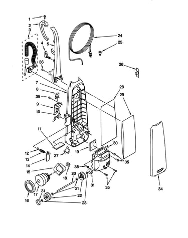 Dust compartment and motor