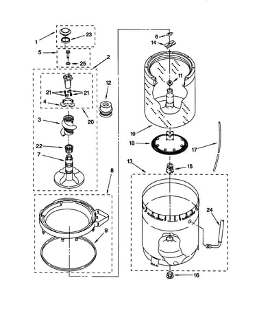 Agitator, basket, and tub