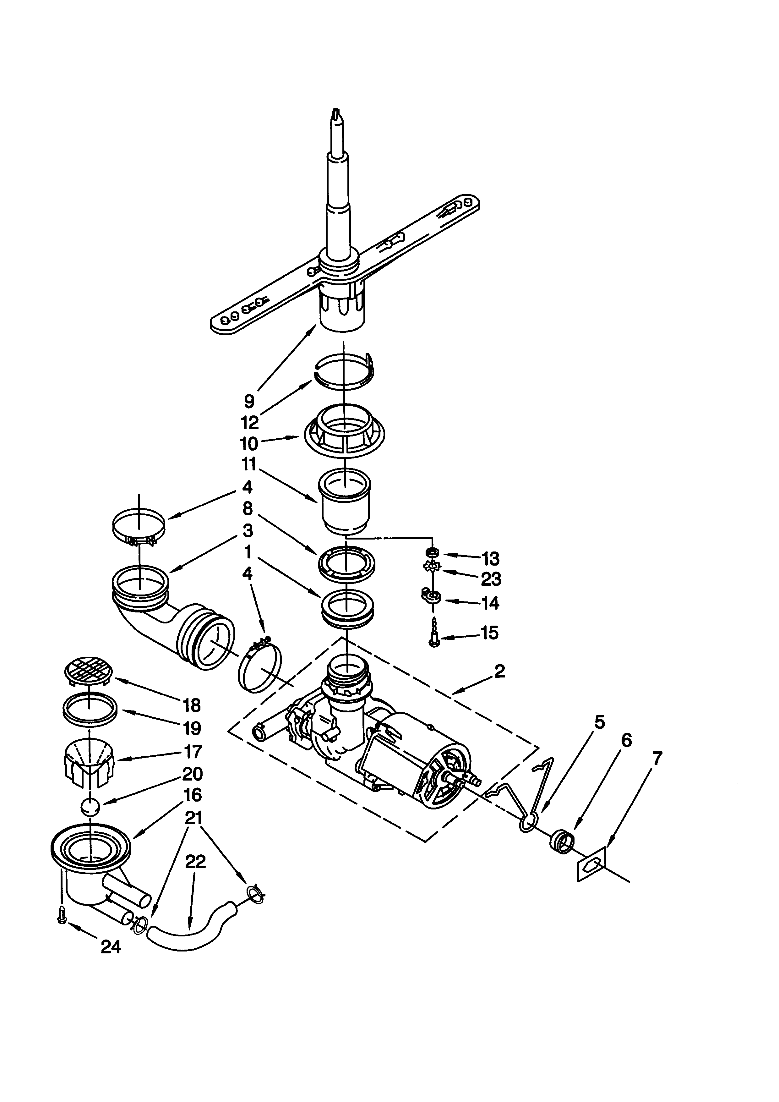 Pump and spray arm