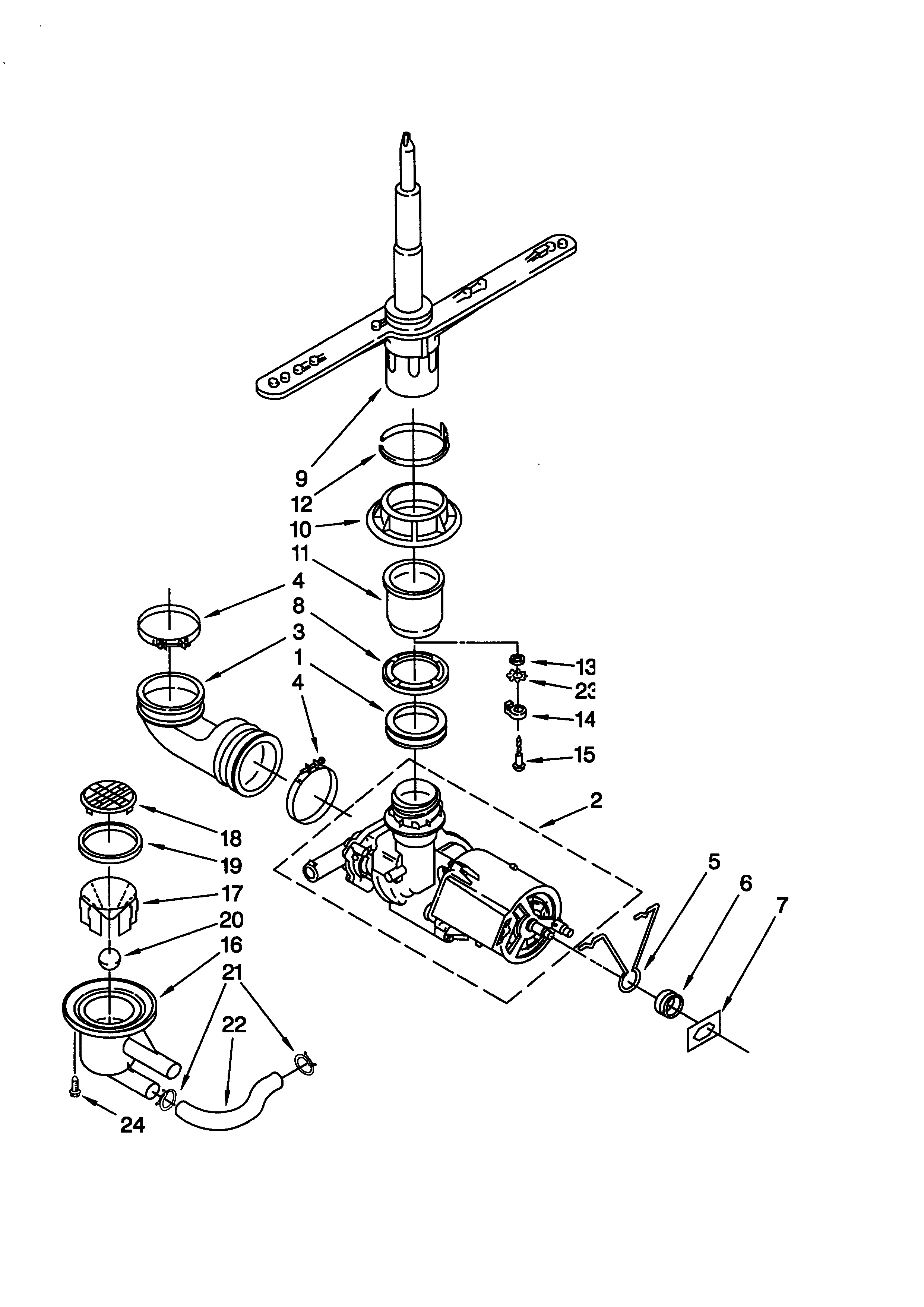 Pump and spray arm