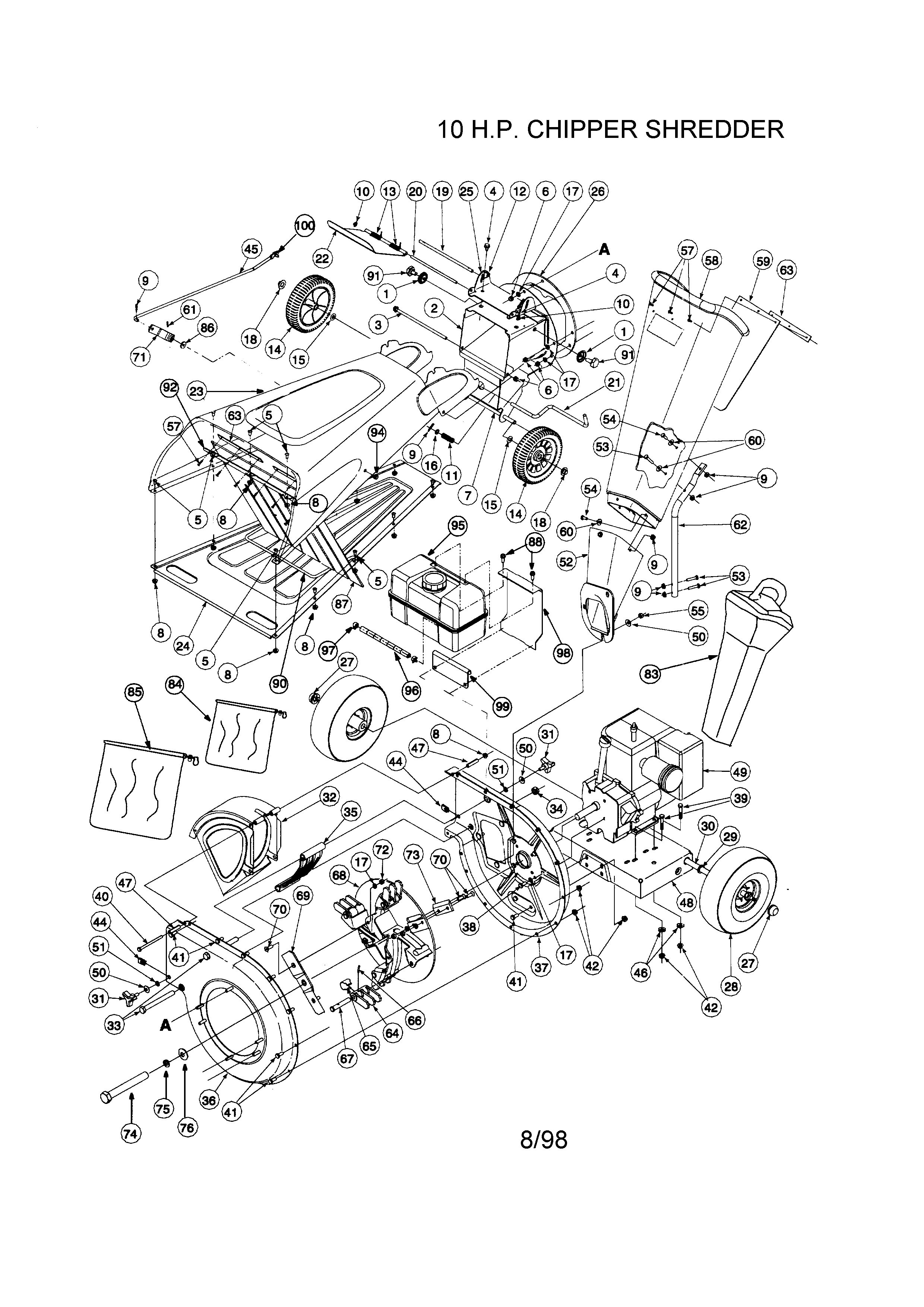 10 h.p. chipper shredder
