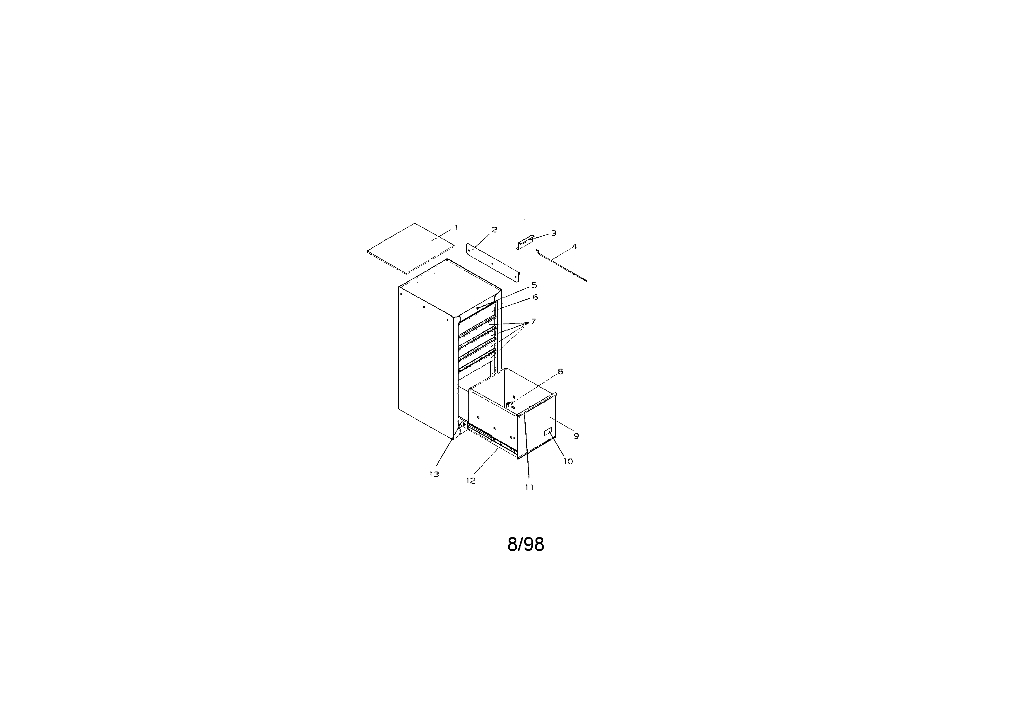 6 drawer professional side cabinet