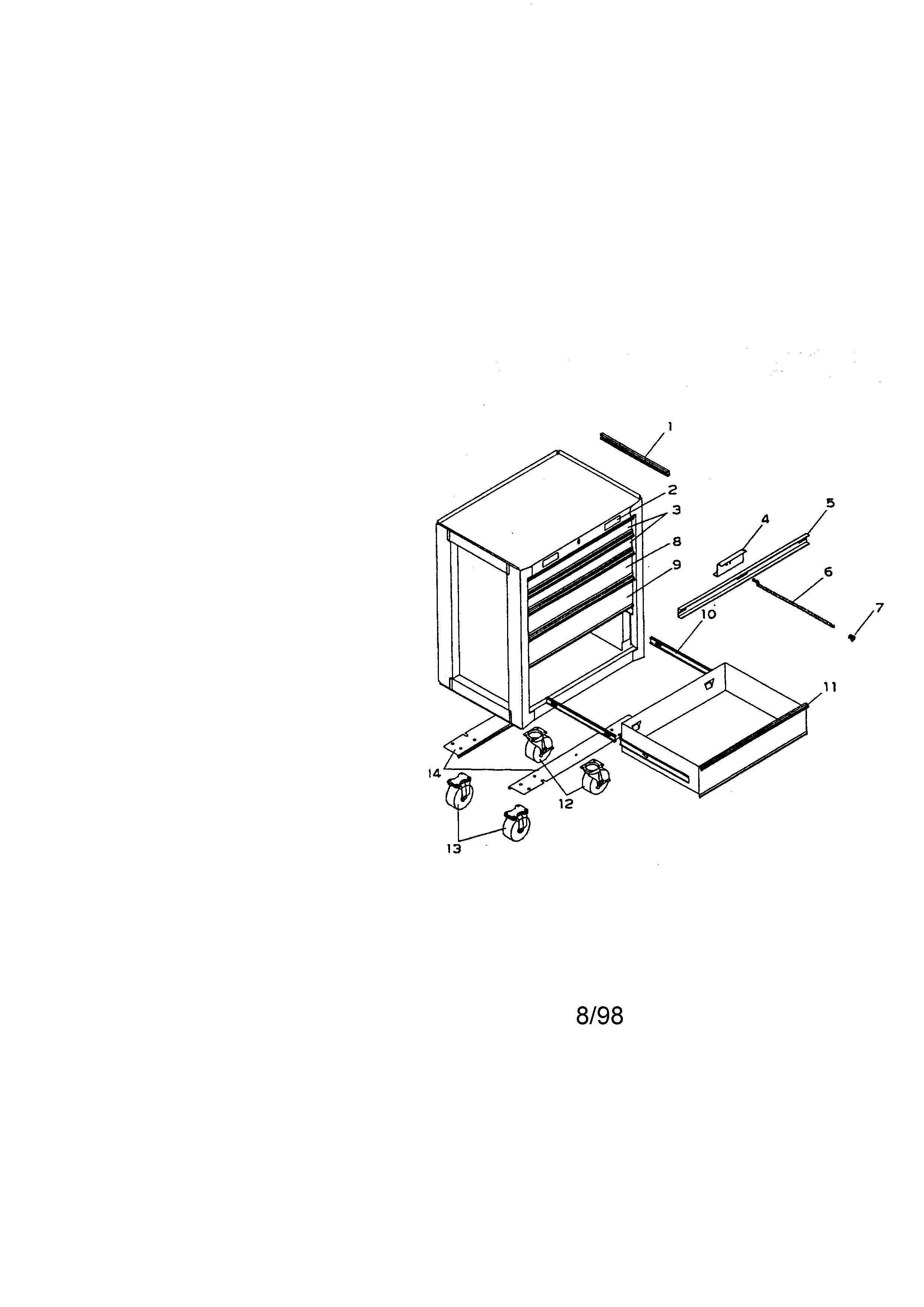 5 drawer professional roll-away