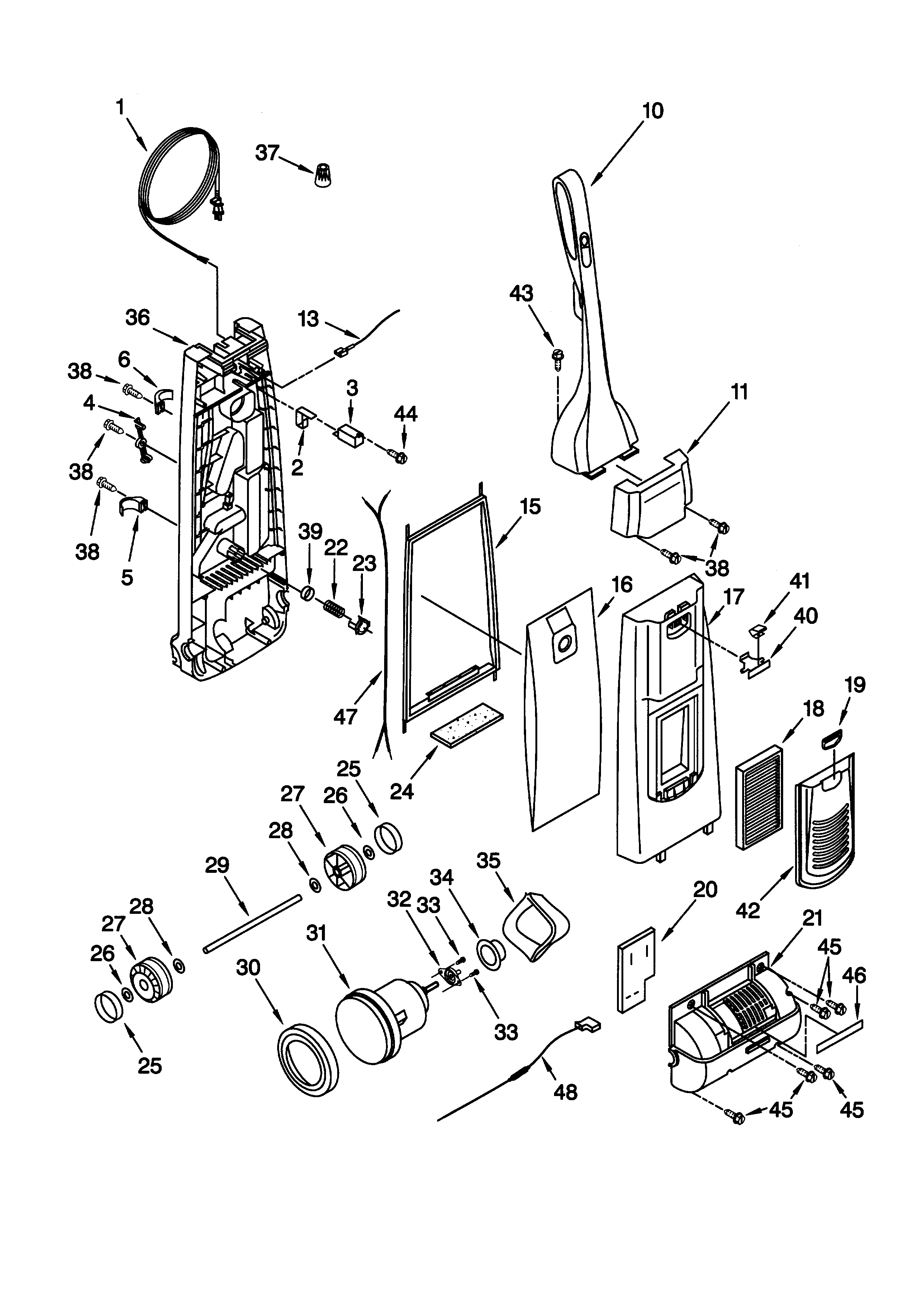 Dust compartment/motor
