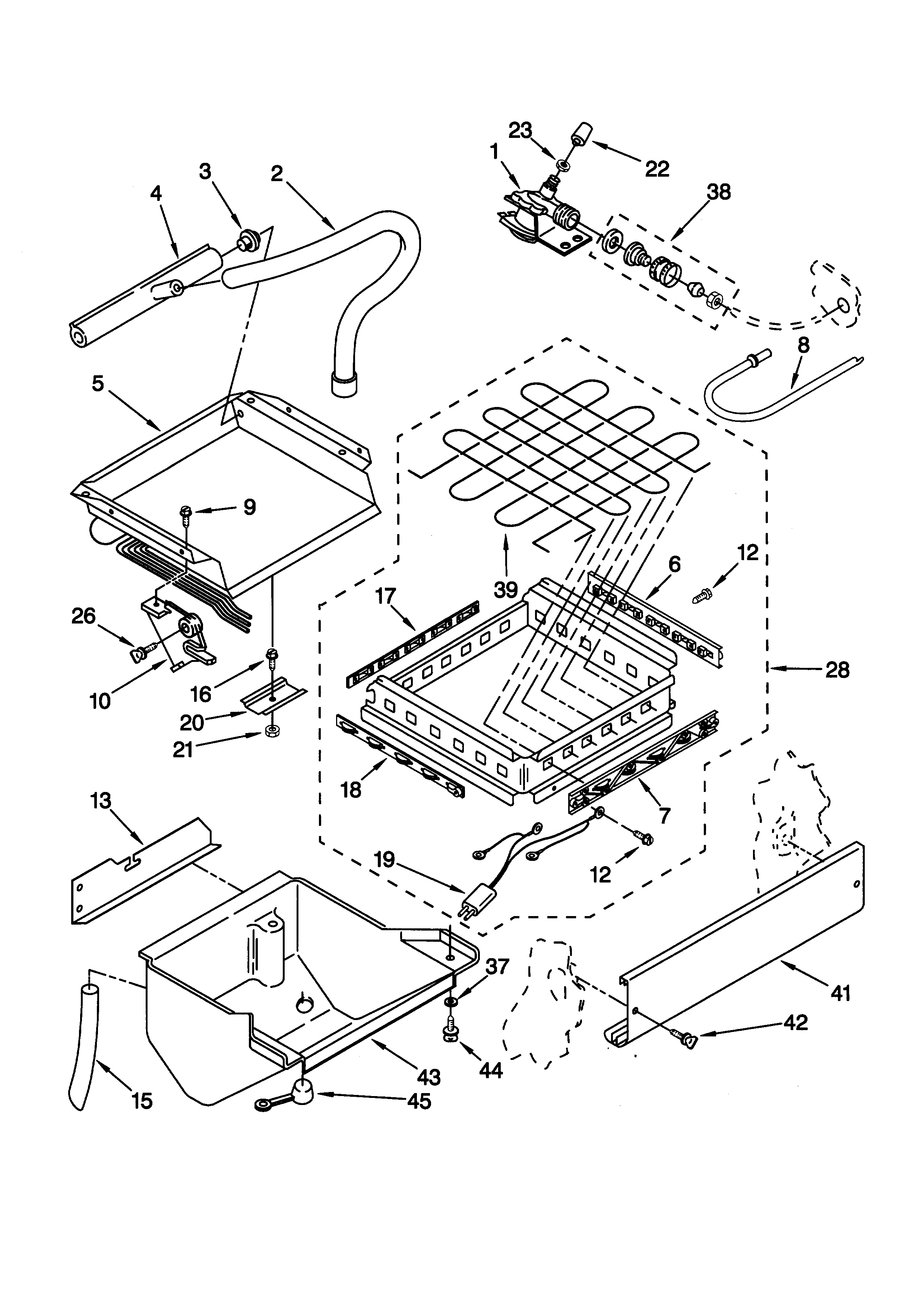 Evaporator/ice cutter grid/water