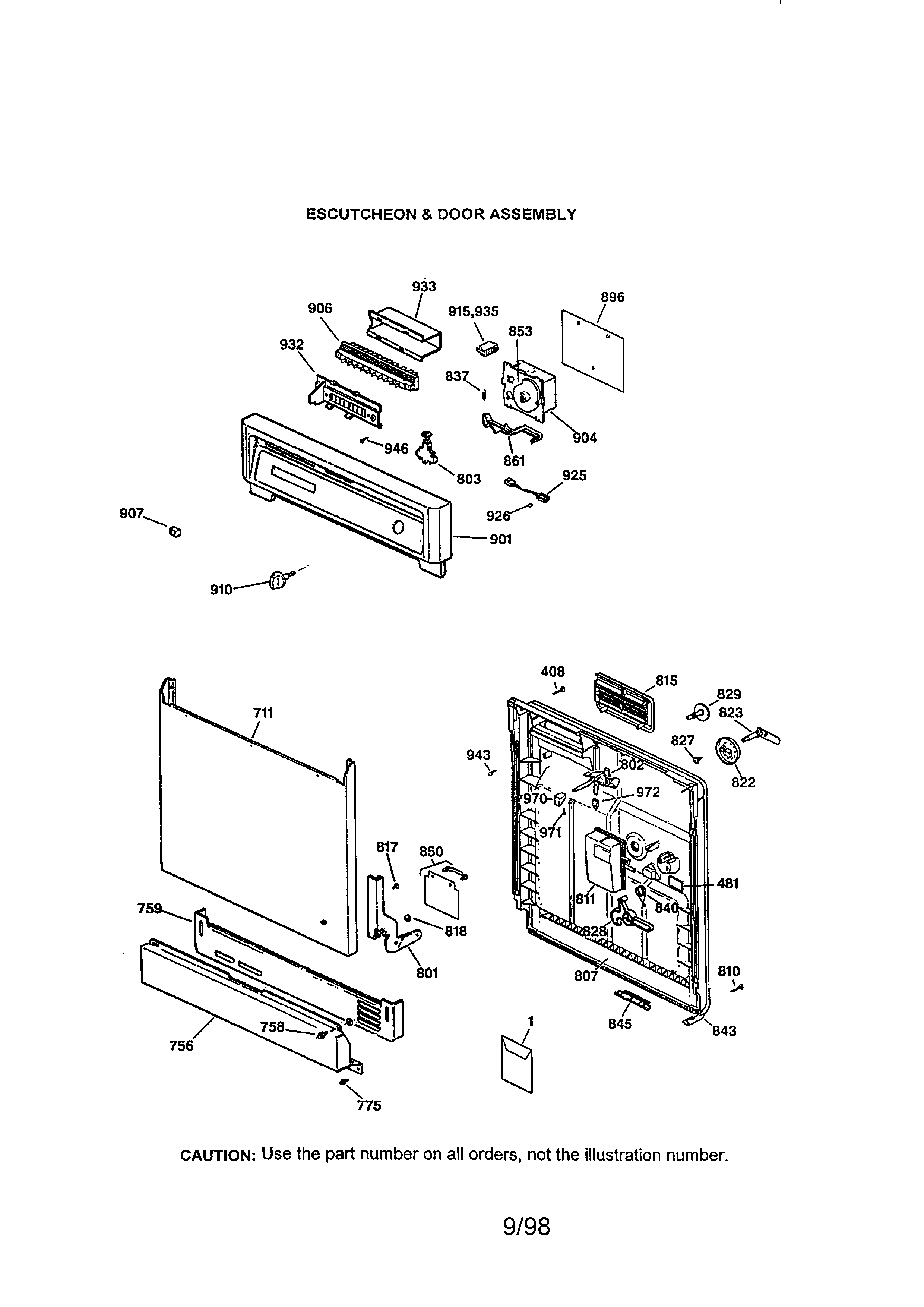 ESCUTCHEON AND DOOR ASSEMBLY