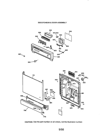 Escutcheon and door assembly