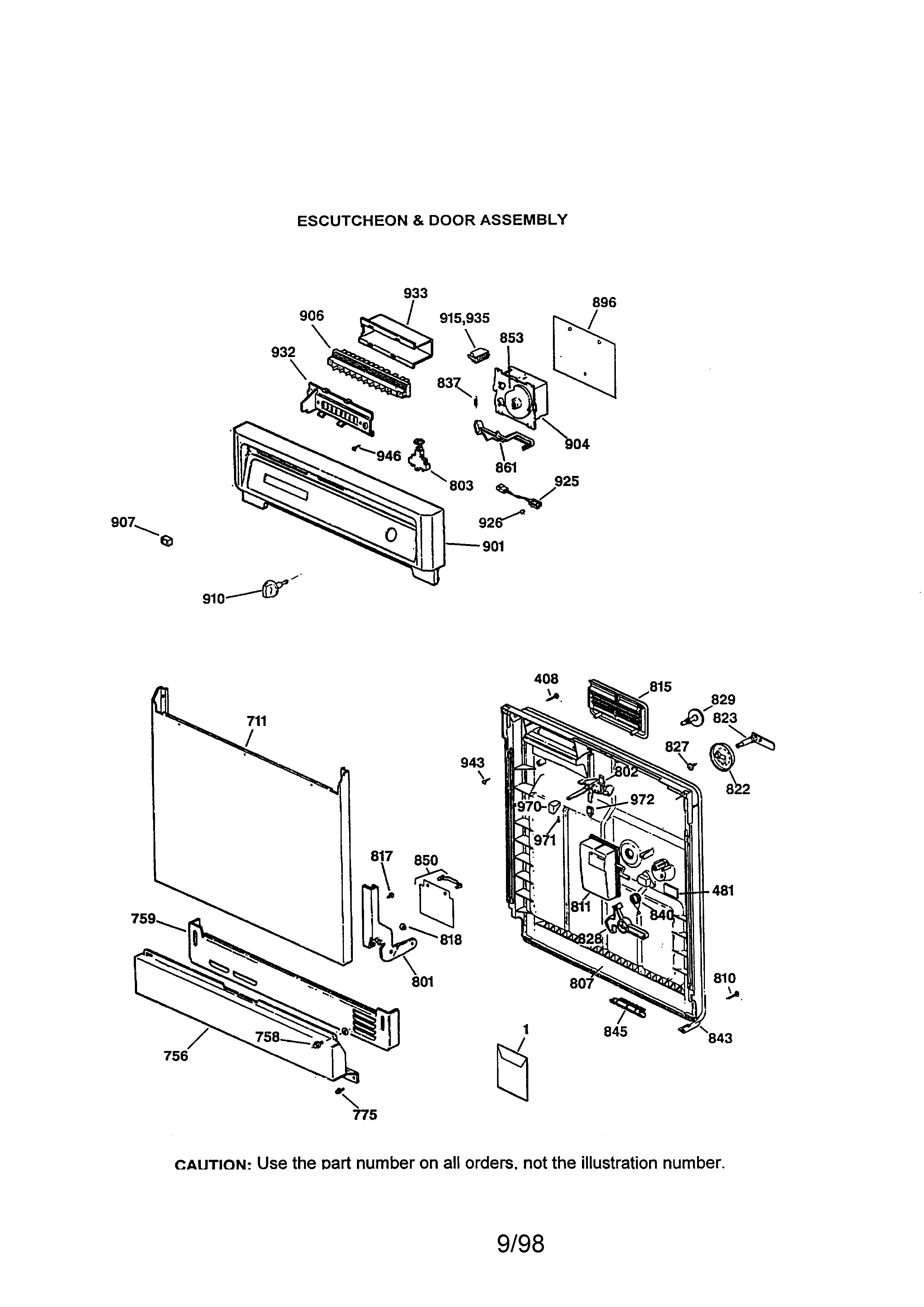 Escutcheon and door assembly