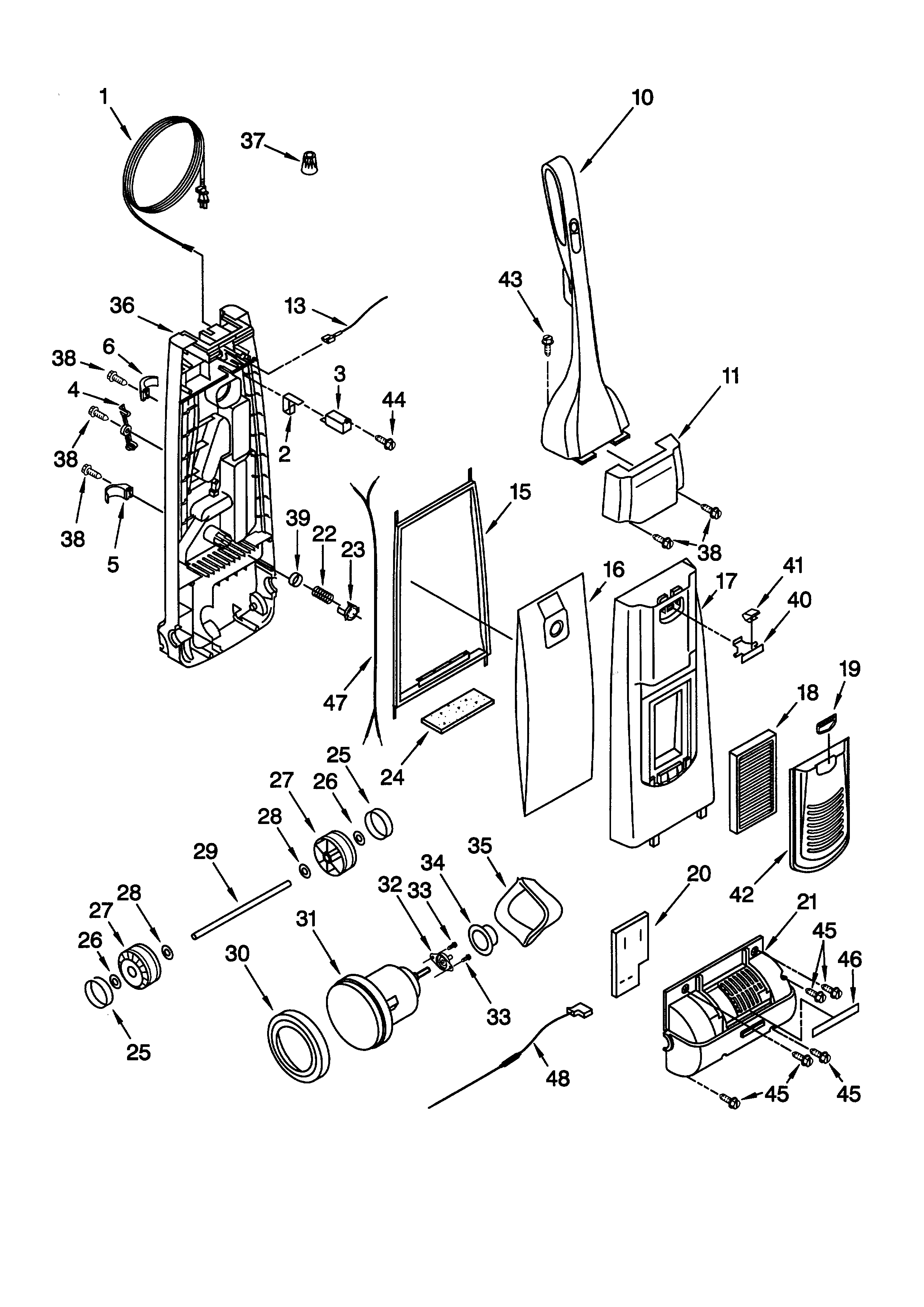 Dust compartment and motor