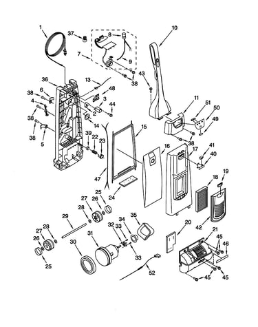 Dust compartment and motor