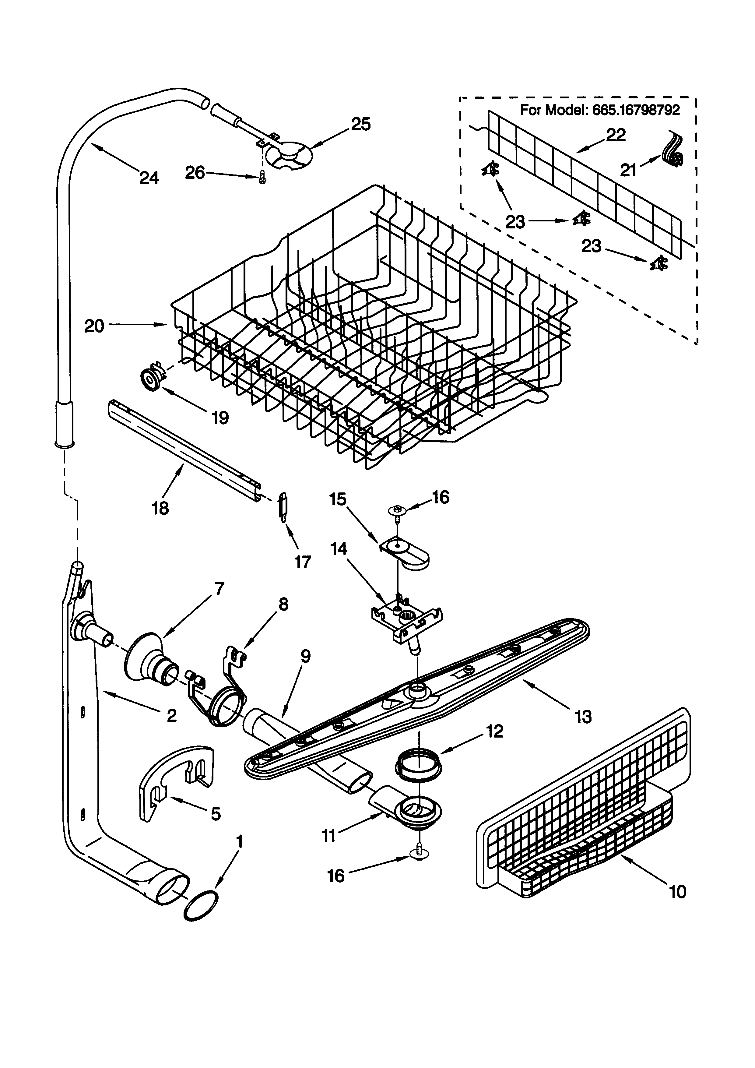 UPPER DISHRACK AND WATER FEED