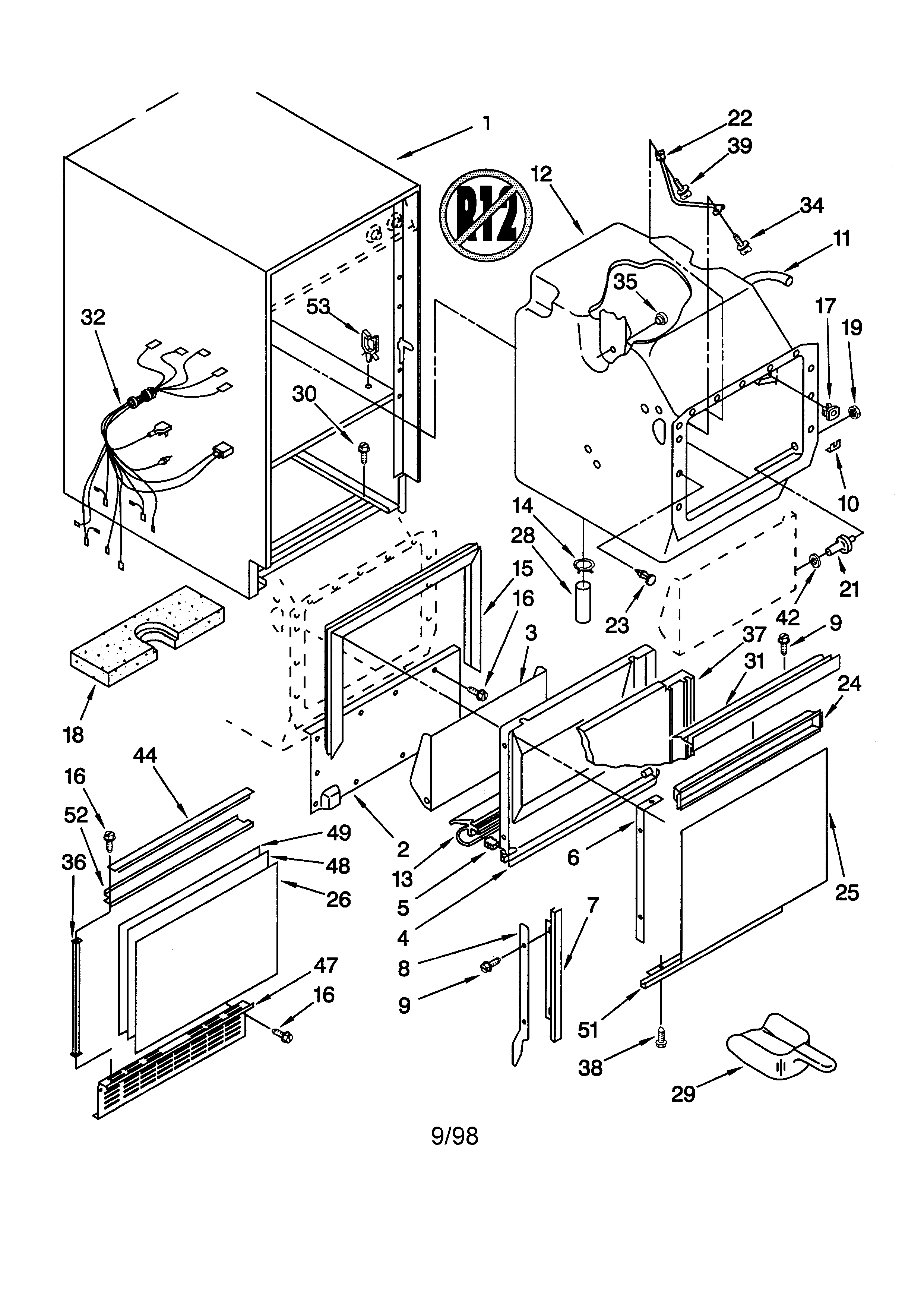 Cabinet liner and door