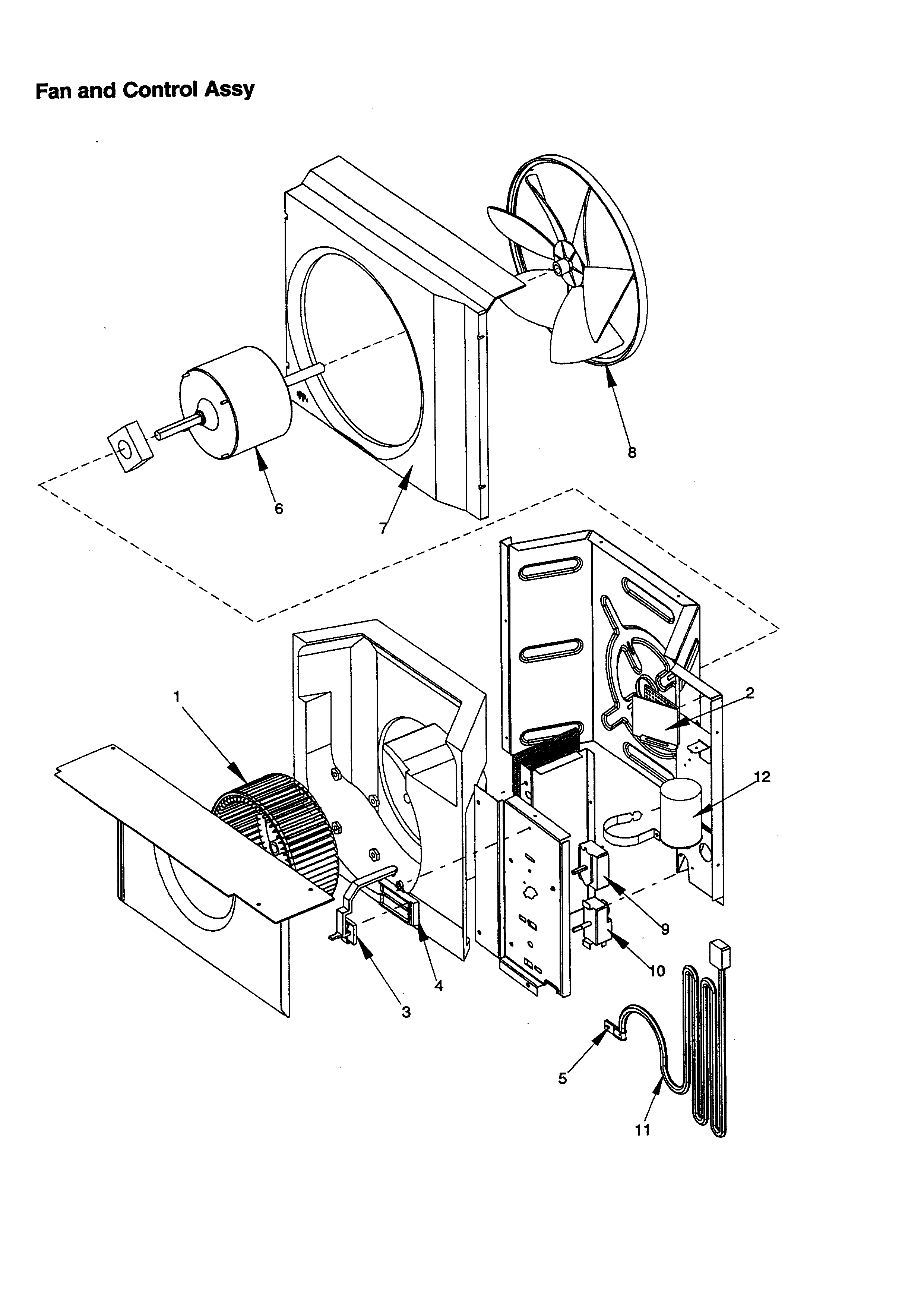 Fan and control assembly