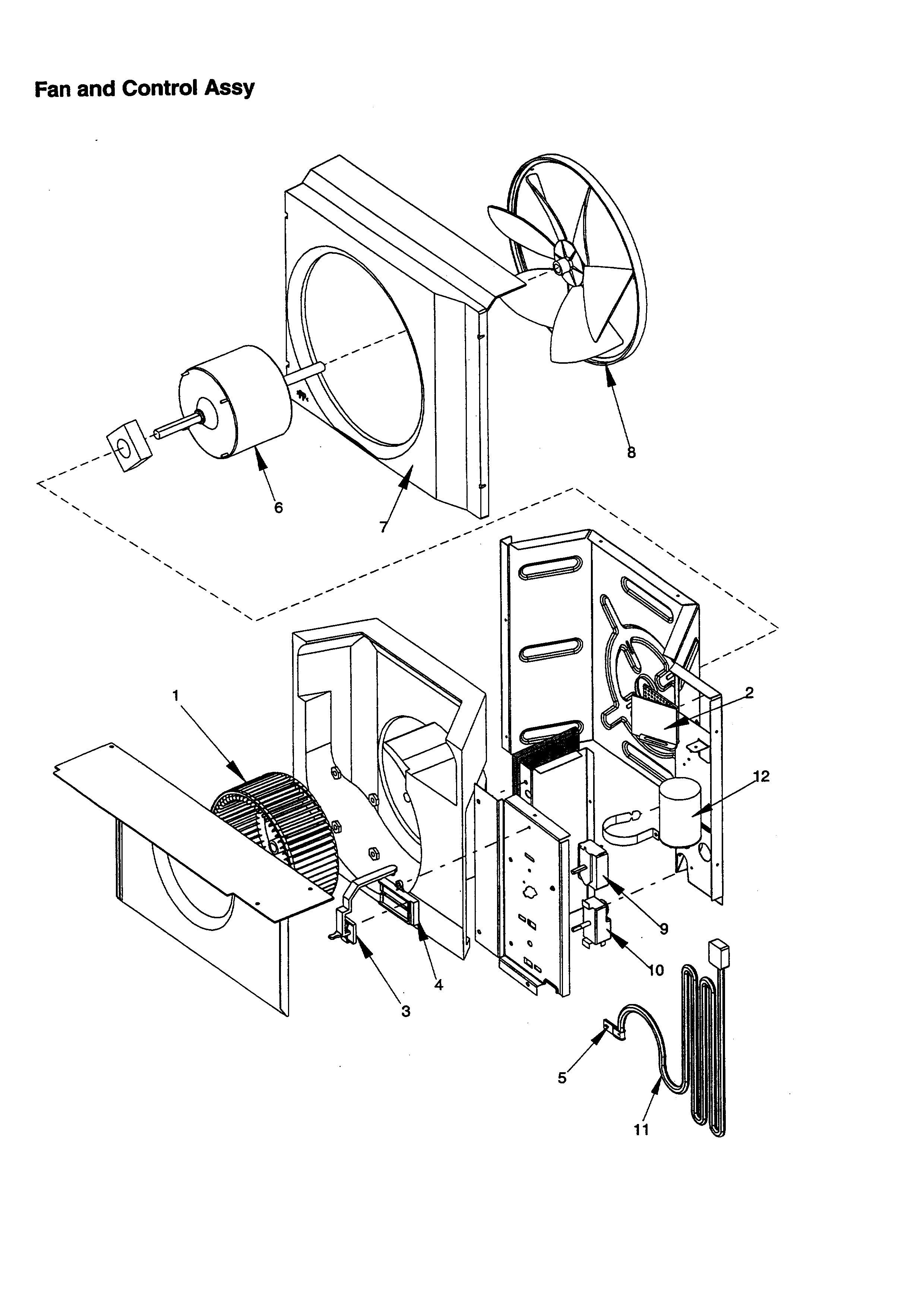Fan and control assembly