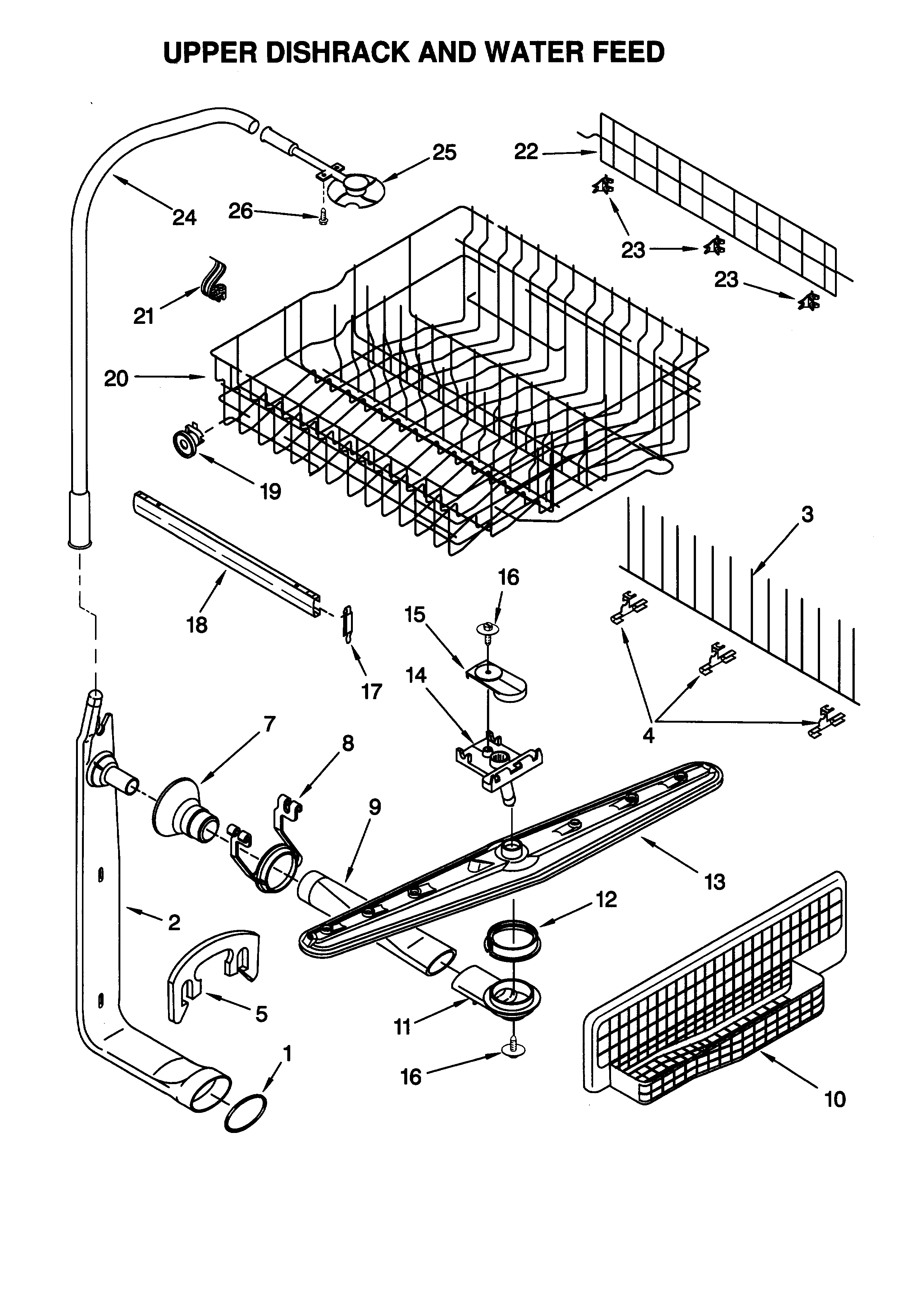 UPPER DISHRACK AND WATER FEED