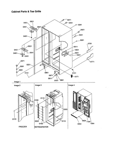 Cabinet parts and toe grille
