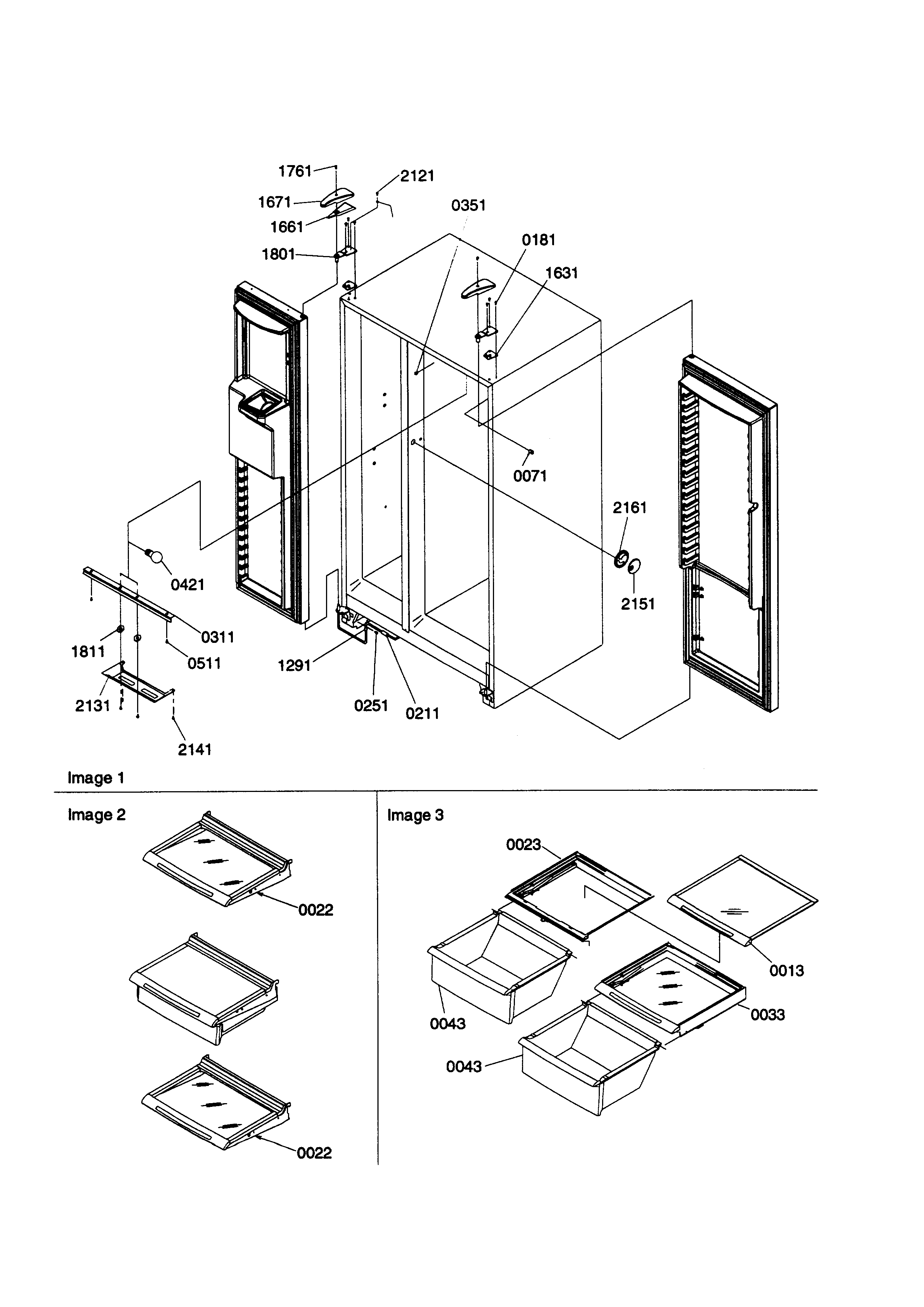 Refrigerator/freezer lights and hinges