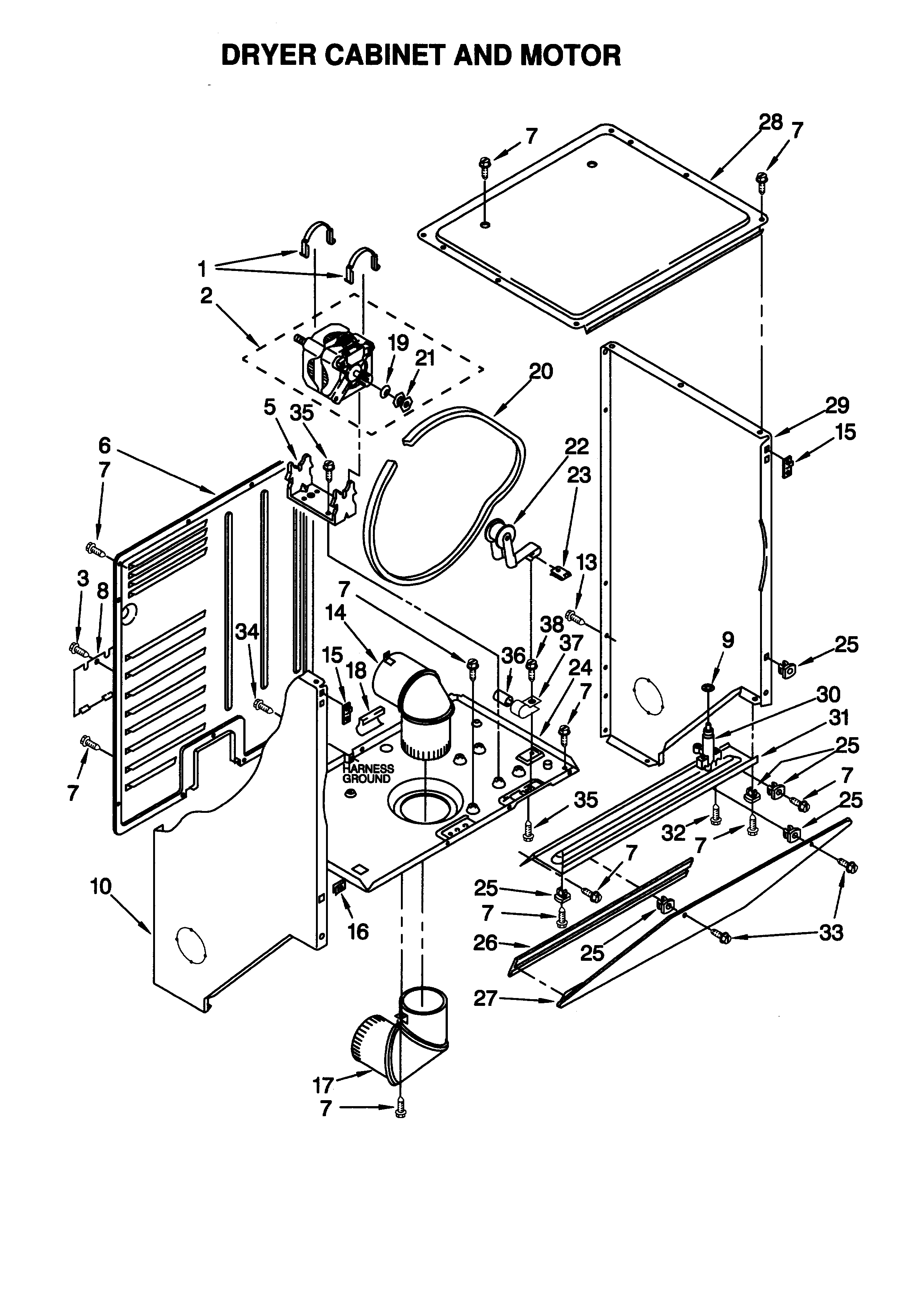 Dryer cabinet and motor