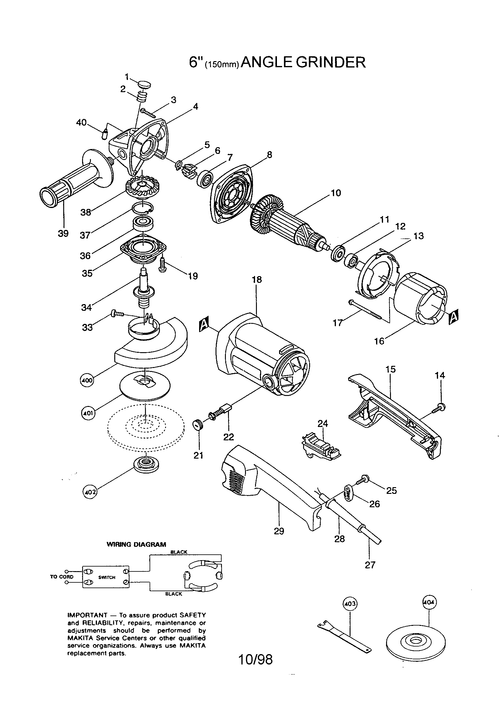 6" angle grinder
