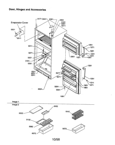 Door, hinges and accessories