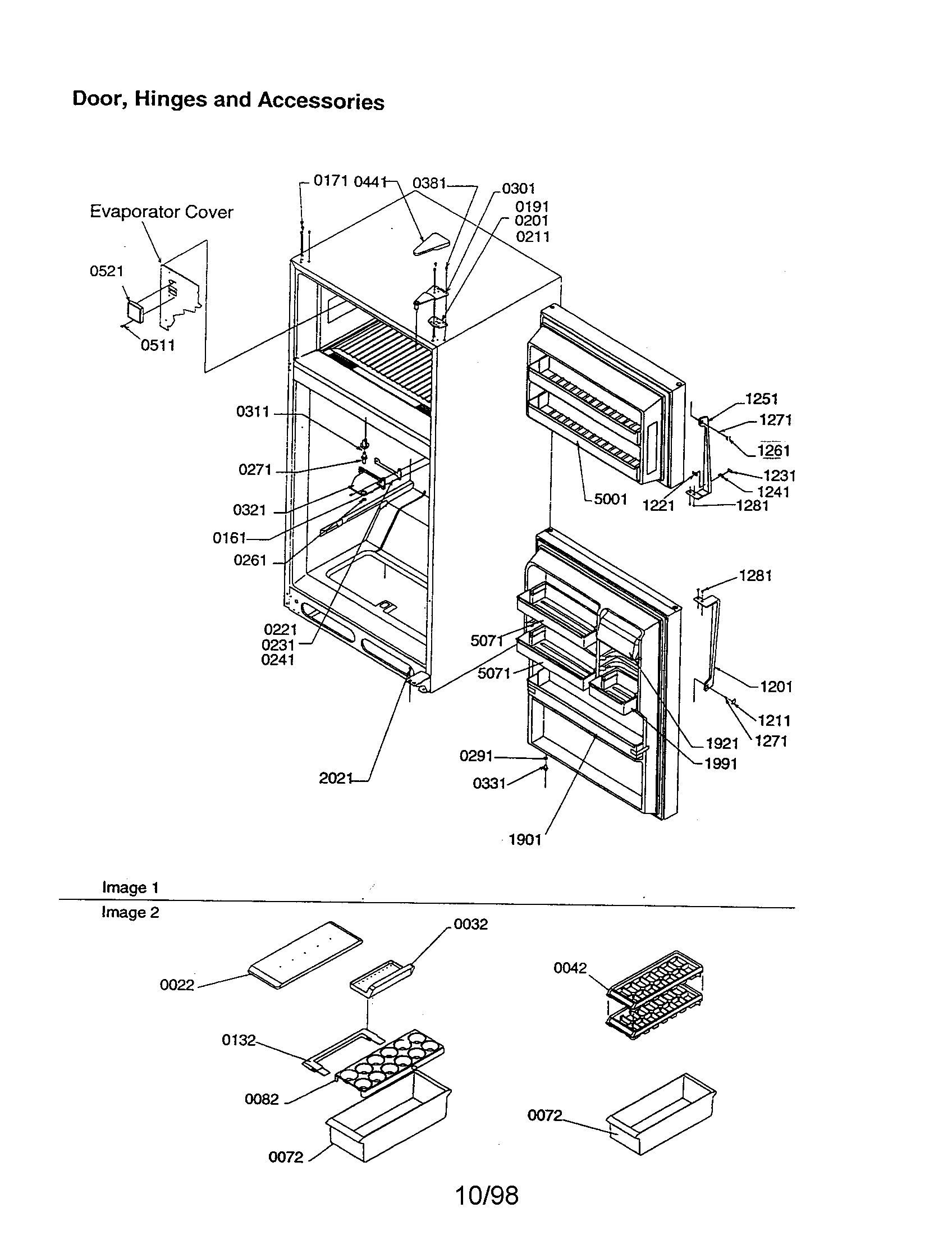 Door, hinges and accessories